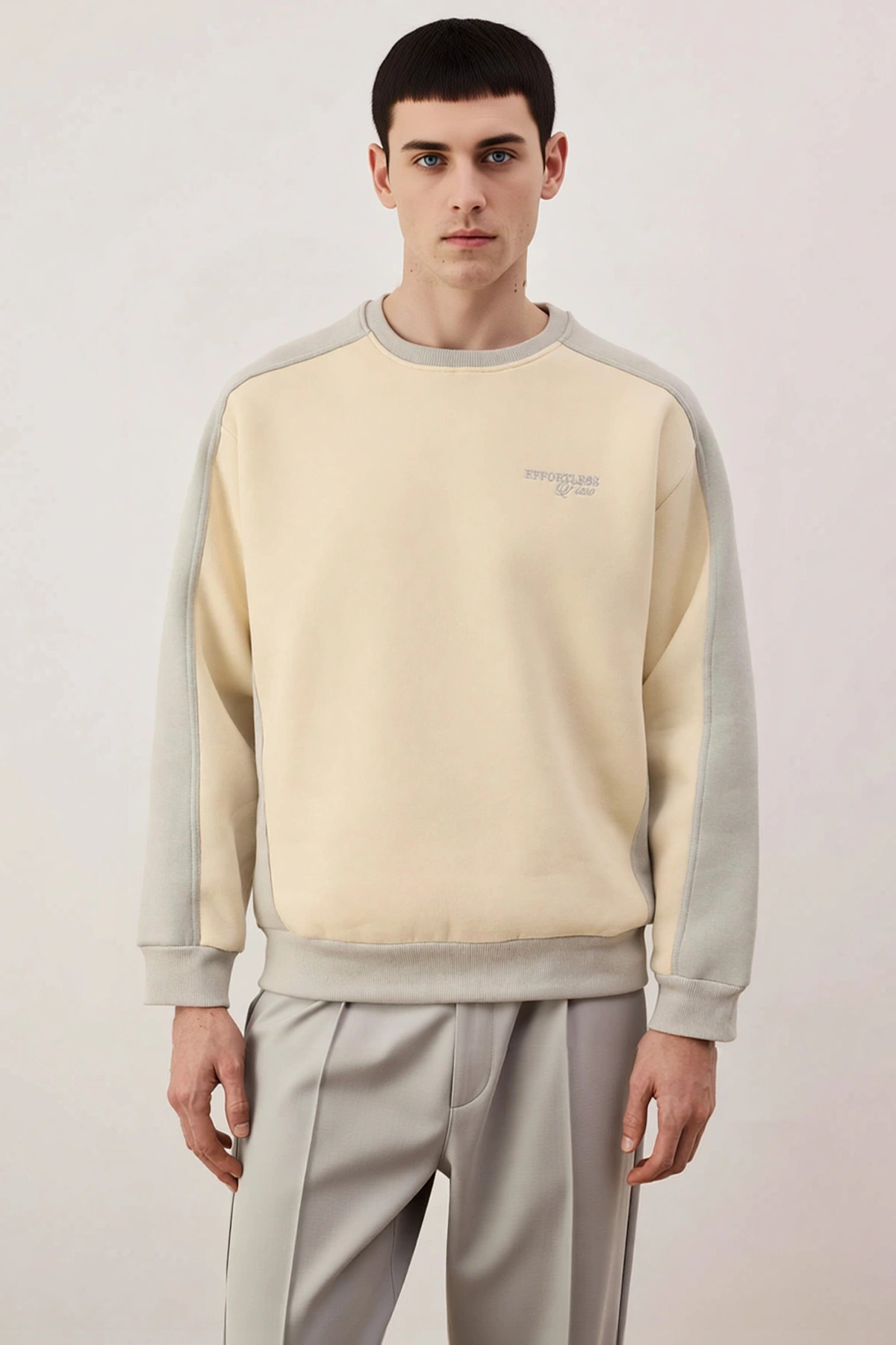 Erkek Bisiklet Yaka Standart Kol Oversize %100 Pamuk Sweatshirt Fonksiyonel Dayanıklı Spor