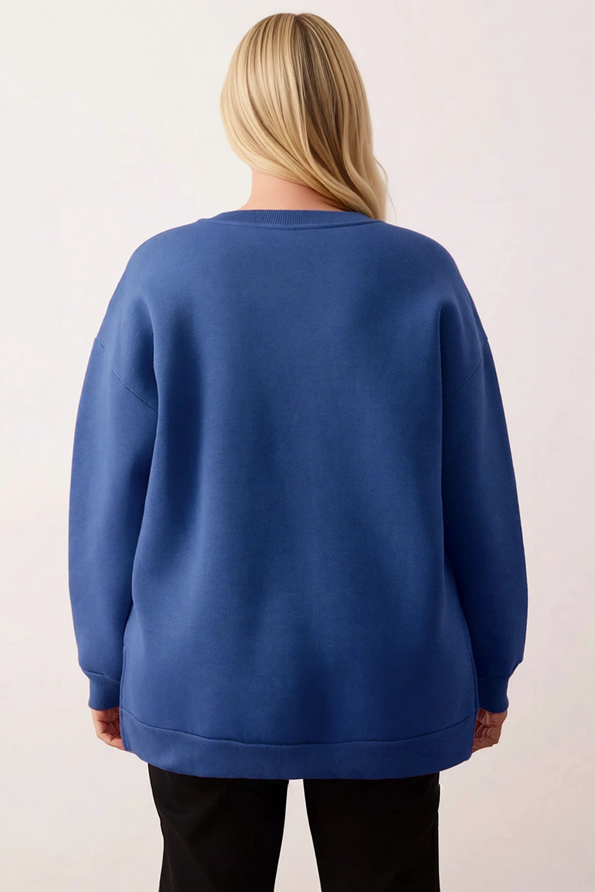 Kadın Bisiklet Yaka Düşük Kol Oversize Kalıp Sweatshirt Fonksiyonel Dayanıklı Kaliteli Şık