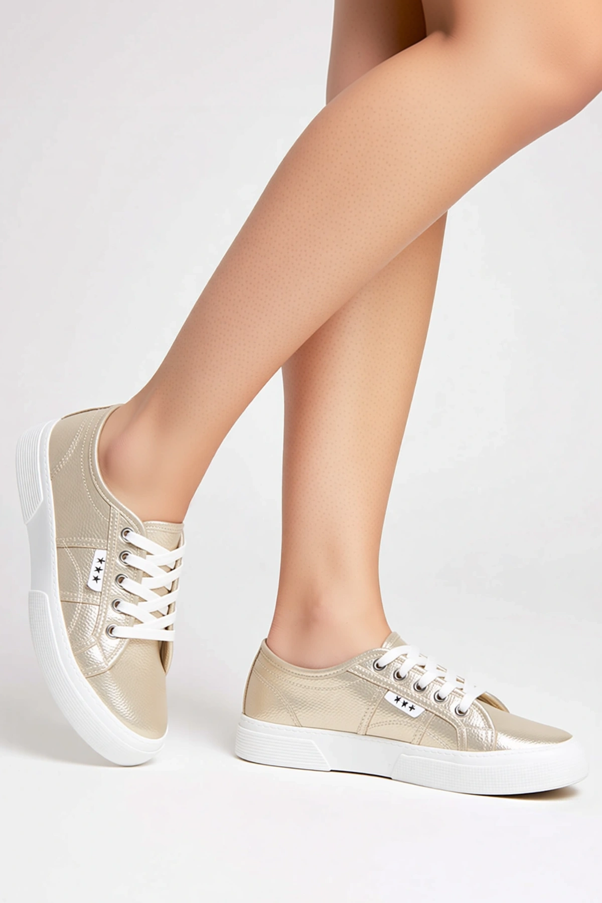 Kadın Unisex Platform Tabanlı Bağcıklı Spor Ayakkabı Hafif Rahat Günlük Konforlu Modern Şık Zarif