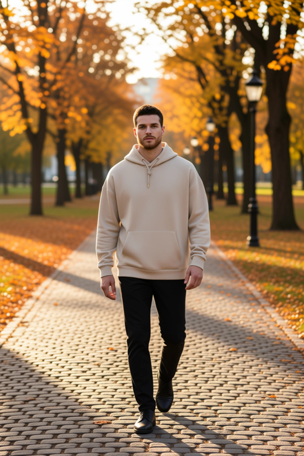 Erkek Kapüşonlu Düşük Kol Uzun Kollu Oversize Kalıp Sweatshirt Fonksiyonel Dayanıklı Rahat