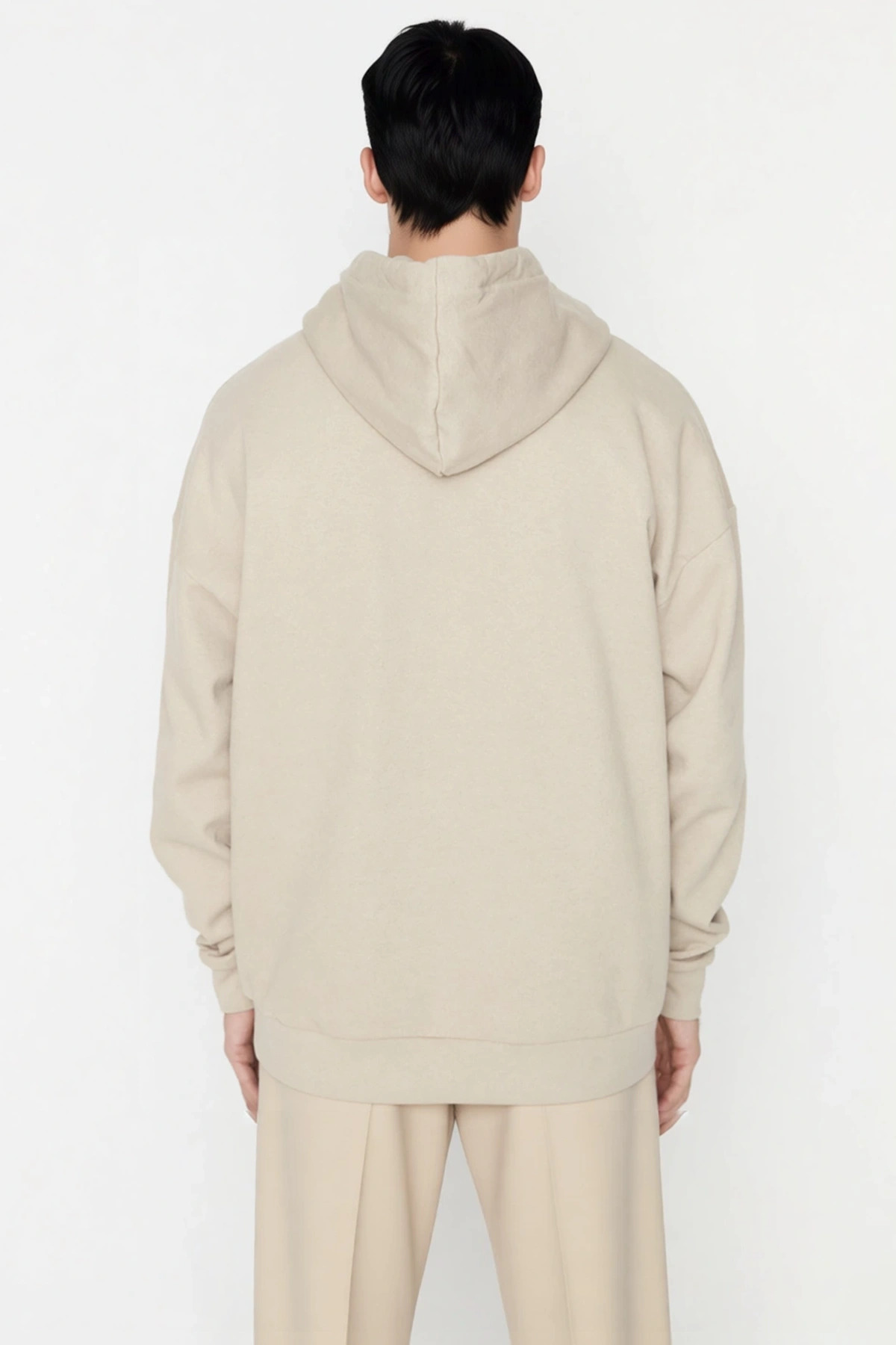 Erkek Kapüşonlu Düşük Kol Uzun Kollu Oversize Kalıp Sweatshirt Fonksiyonel Dayanıklı Rahat