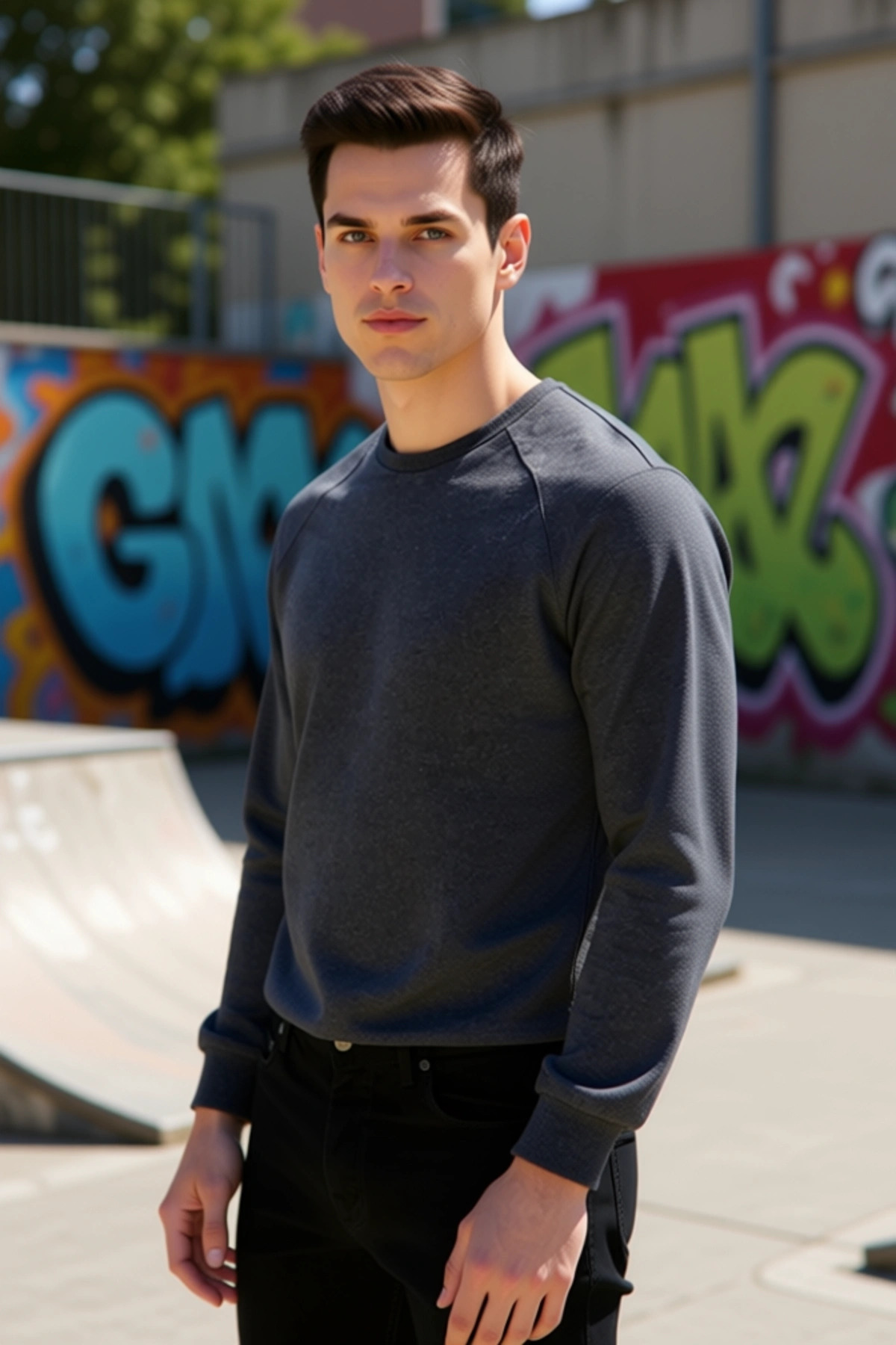 Erkek Bisiklet Yaka Reglan Kol Uzun Kol Sweatshirt Fonksiyonel Dayanıklı Kaliteli Konforlu