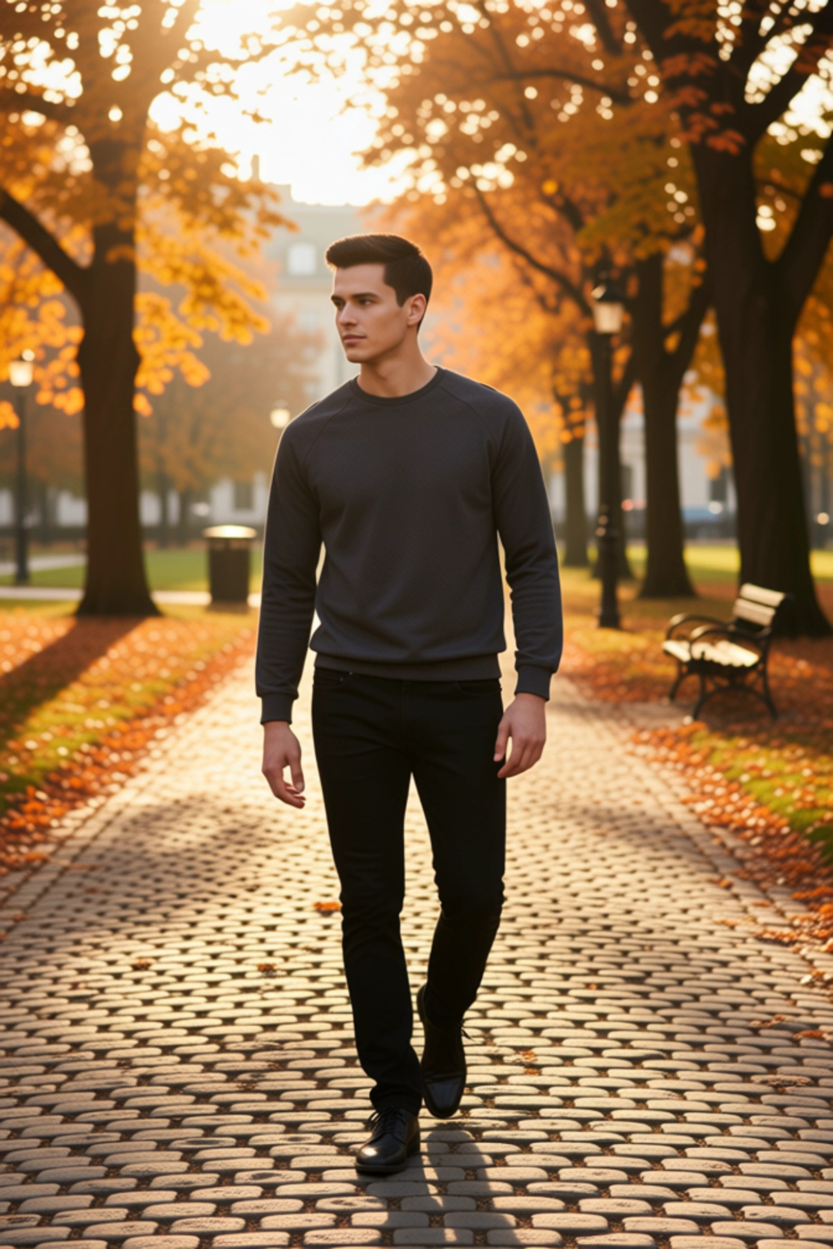 Erkek Bisiklet Yaka Reglan Kol Uzun Kol Sweatshirt Fonksiyonel Dayanıklı Kaliteli Konforlu