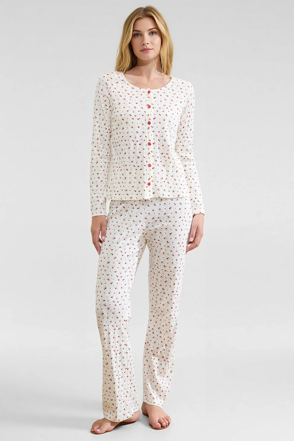 Kadın Bisiklet Yaka Standart Kol Regular Kalıp Pijama Takımı Fonksiyonel Modern %100 Pamuk