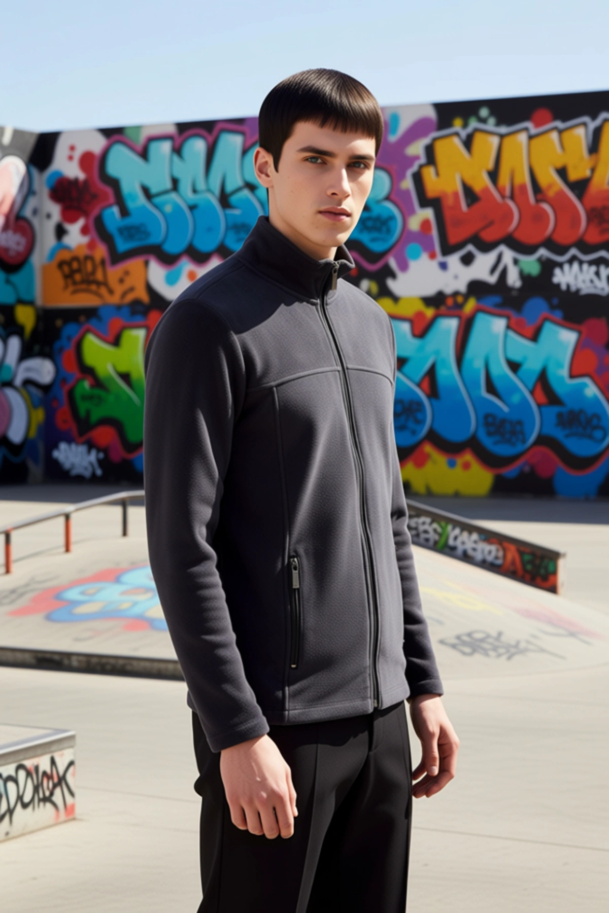 Erkek Dik Yaka Standart Kol Fermuarlı Polar Sweatshirt Fonksiyonel Dayanıklı Kaliteli Spor