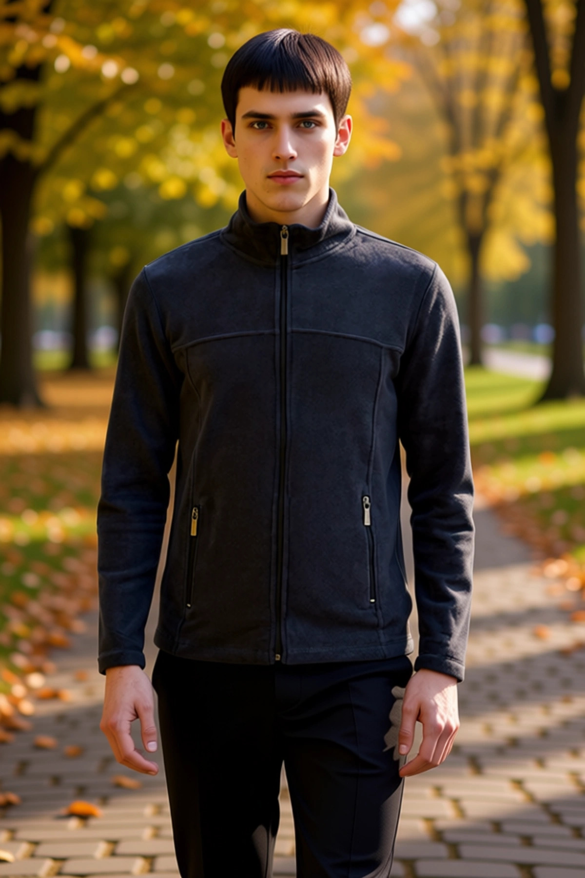 Erkek Dik Yaka Standart Kol Fermuarlı Polar Sweatshirt Fonksiyonel Dayanıklı Kaliteli Spor