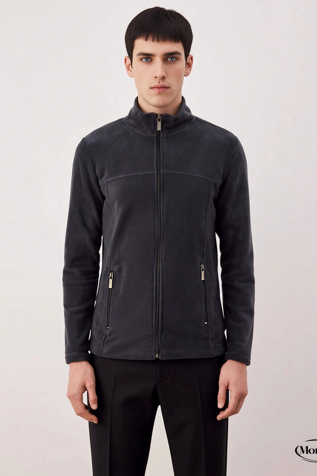 Erkek Dik Yaka Standart Kol Fermuarlı Polar Sweatshirt Fonksiyonel Dayanıklı Kaliteli Spor