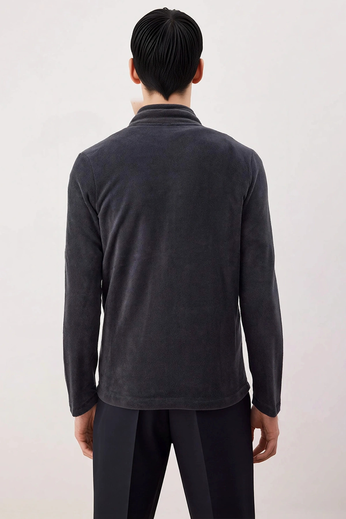 Erkek Dik Yaka Standart Kol Fermuarlı Polar Sweatshirt Fonksiyonel Dayanıklı Kaliteli Spor