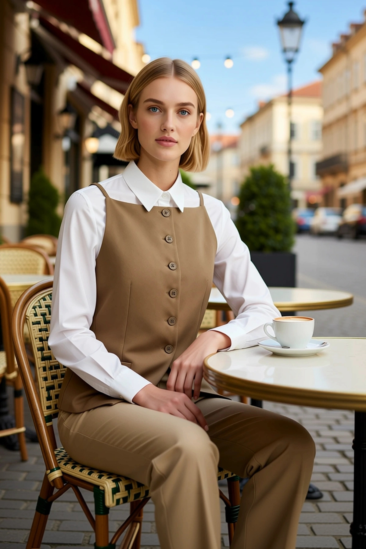 Kadın Kare Yaka İnce Askılı Dokuma Yelek Regular Boy Astarlı Düz Desen Fitted Kalıp Basic Siluet