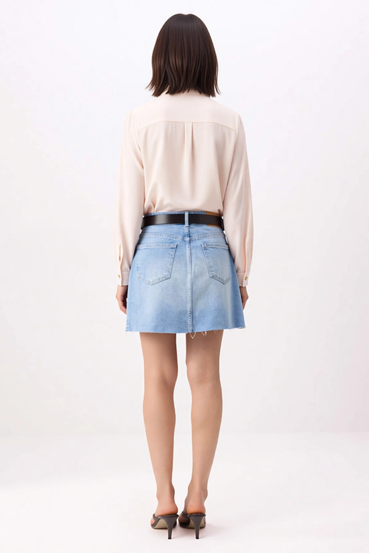 Kadın Mini Denim Etek A-Line Kesim Yüksek Bel Fermuarlı Cepli Rahat Konforlu Günlük Kısa Boy Modern