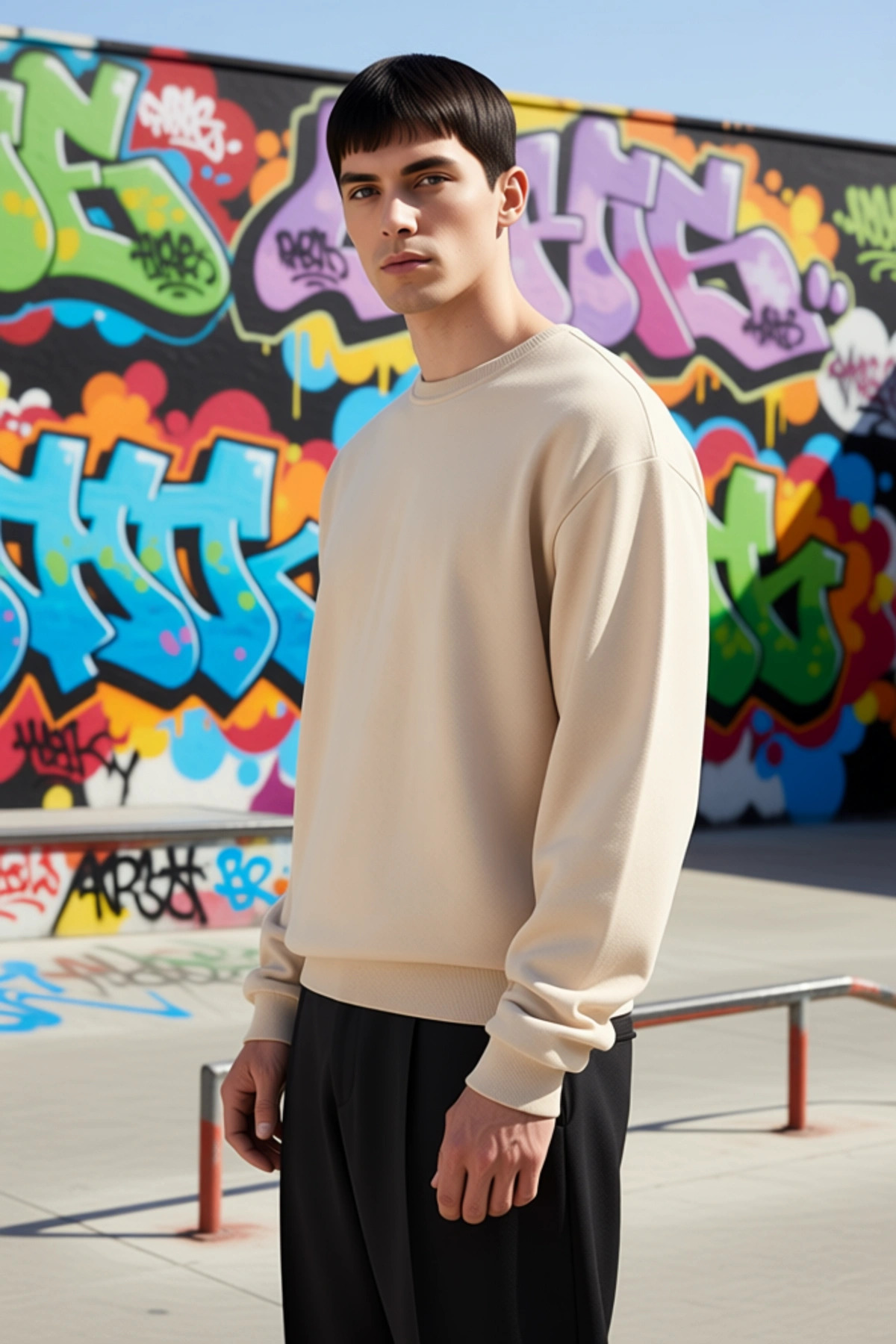 Erkek Bisiklet Yaka Standart Kol Oversize Kalıp Sweatshirt Fonksiyonel Dayanıklı Kaliteli Şık