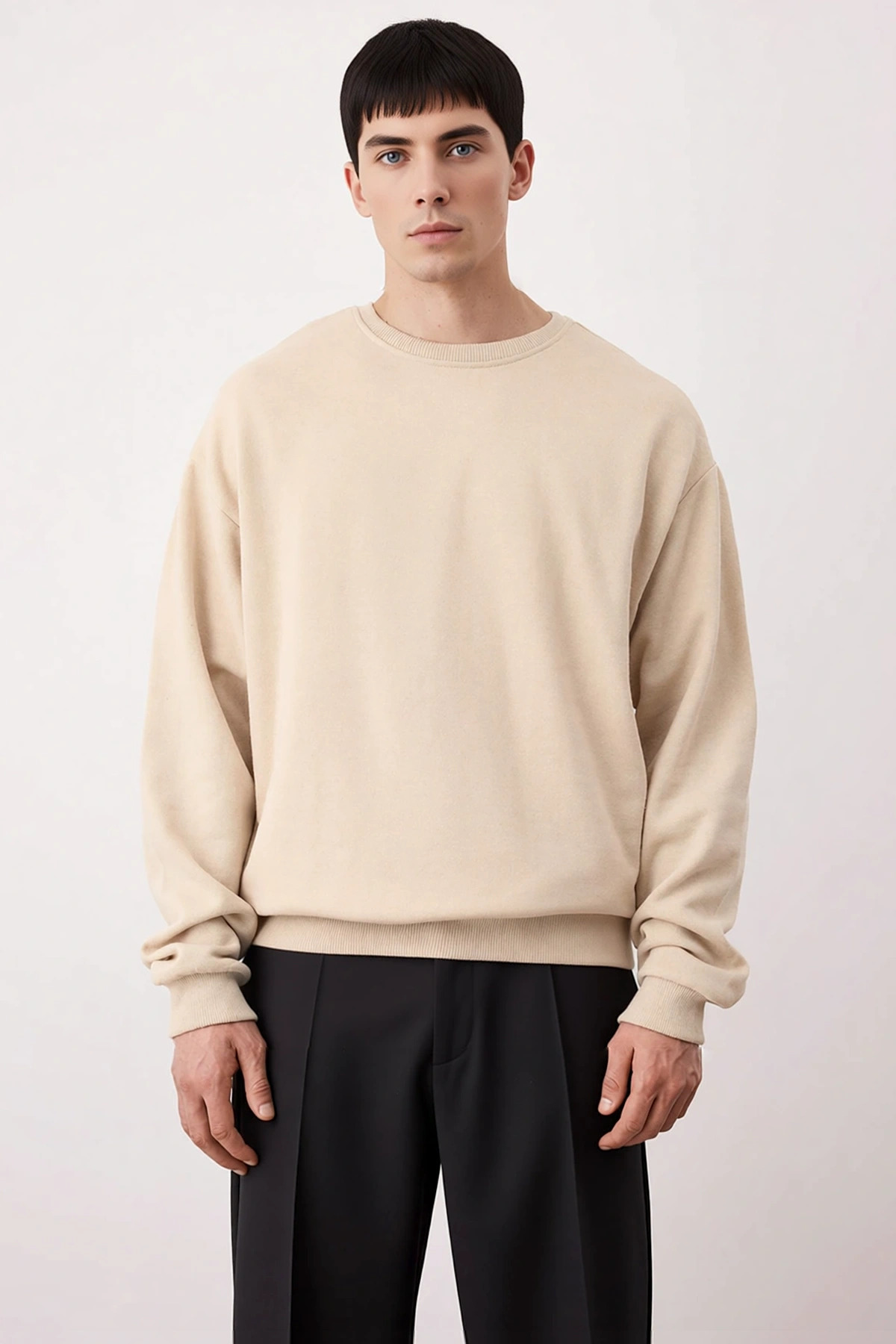 Erkek Bisiklet Yaka Standart Kol Oversize Kalıp Sweatshirt Fonksiyonel Dayanıklı Kaliteli Şık