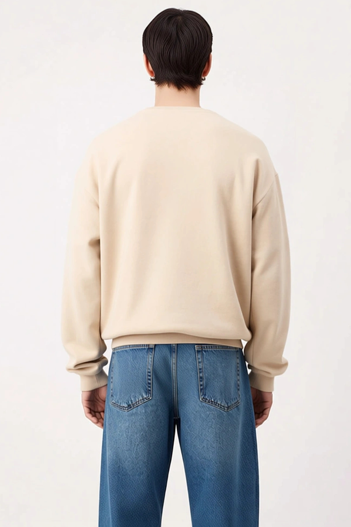 Erkek Bisiklet Yaka Standart Kol Oversize Kalıp Sweatshirt Fonksiyonel Dayanıklı Kaliteli Şık