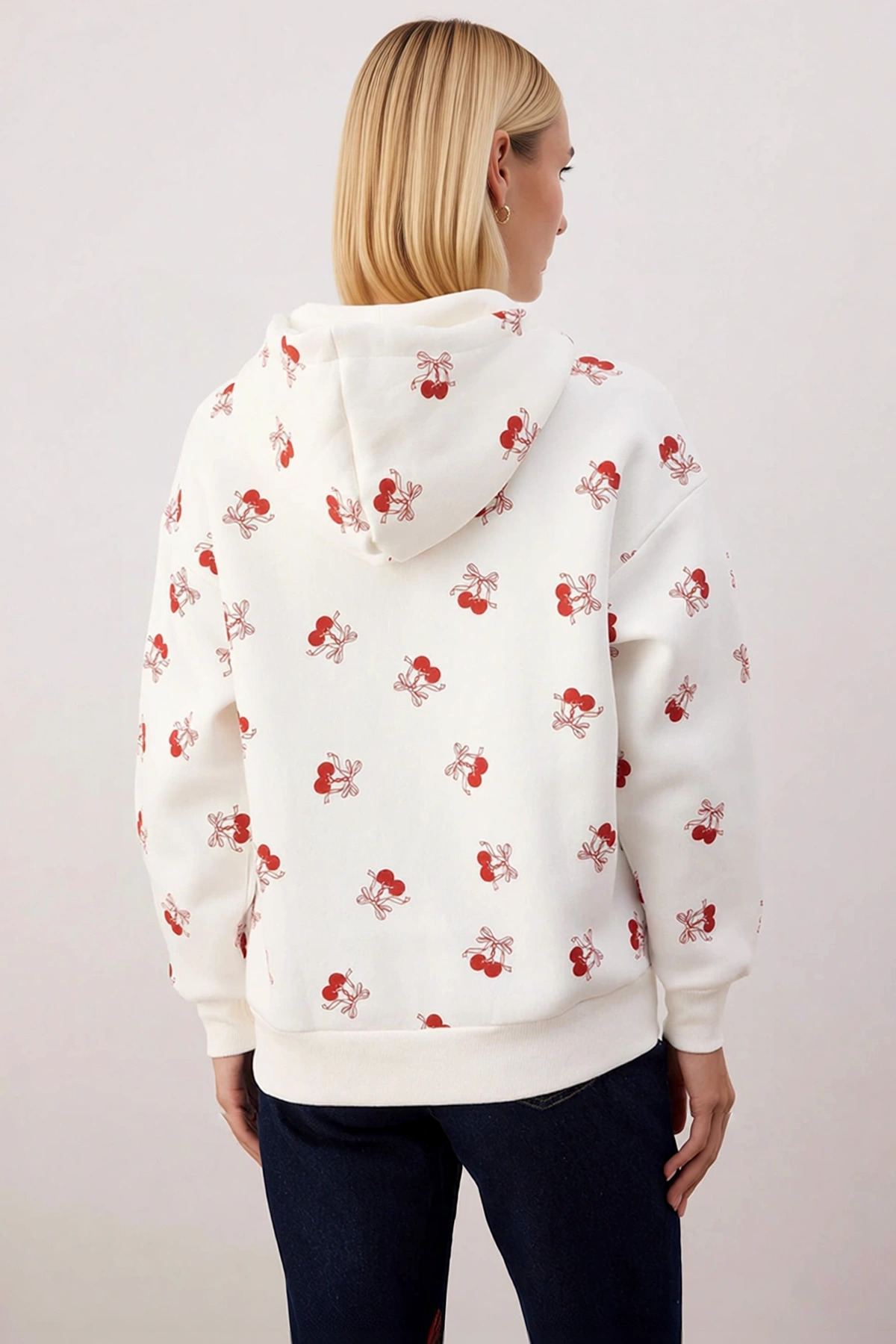 Kadın Kapüşonlu Düşük Kol Fermuarlı Baskılı Sweatshirt Fonksiyonel Dayanıklı Kaliteli Spor