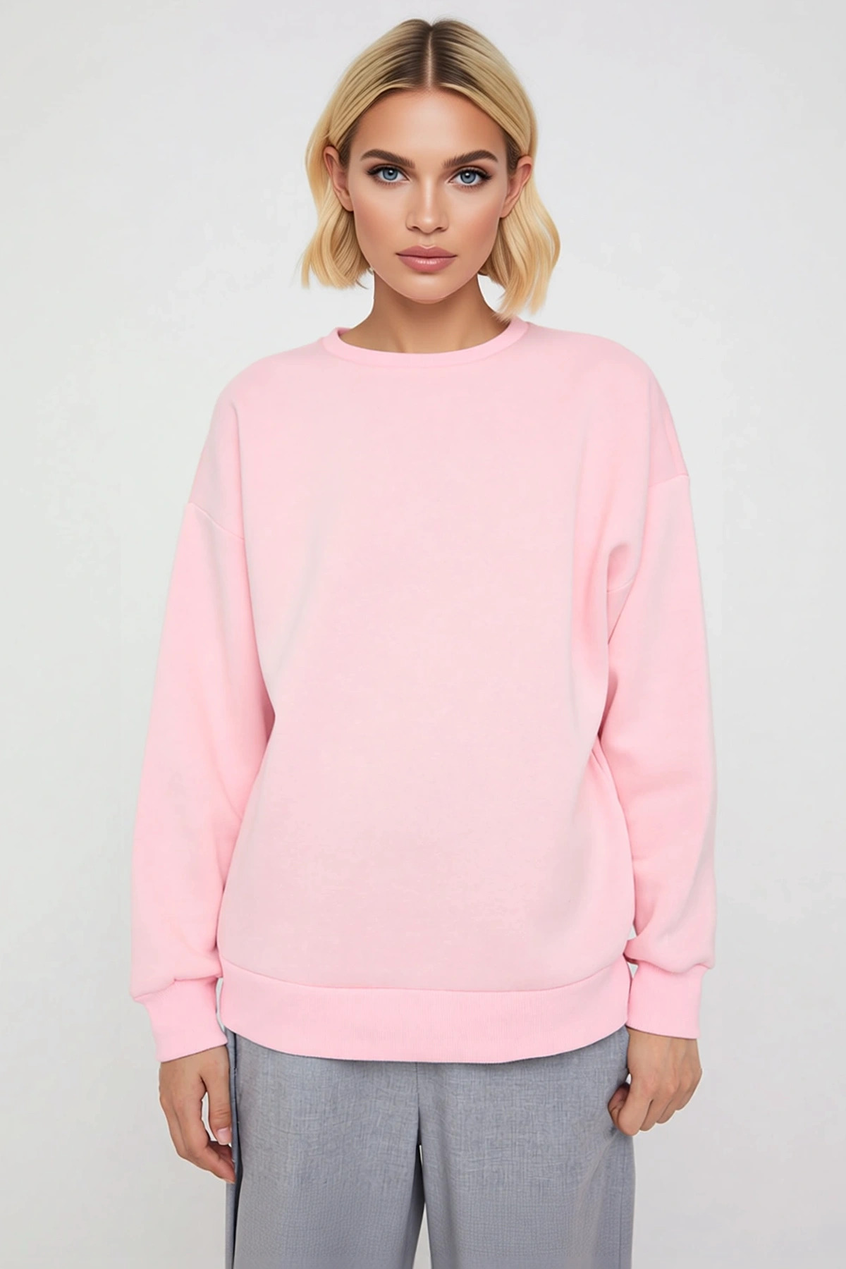 Kadın Bisiklet Yaka Düşük Kol Uzun Kollu Örme Sweatshirt Fonksiyonel Dayanıklı Kaliteli Şık