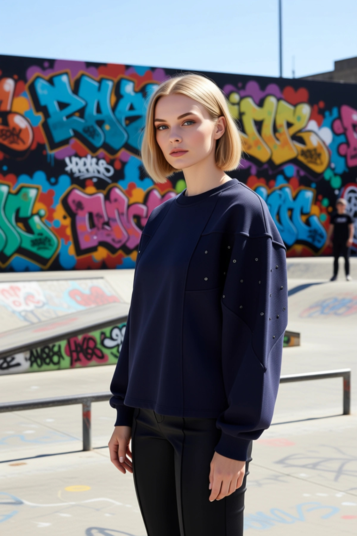 Kadın Bisiklet Yaka Düşük Kol Oversize %100 Pamuk Sweatshirt Fonksiyonel Dayanıklı Estetik