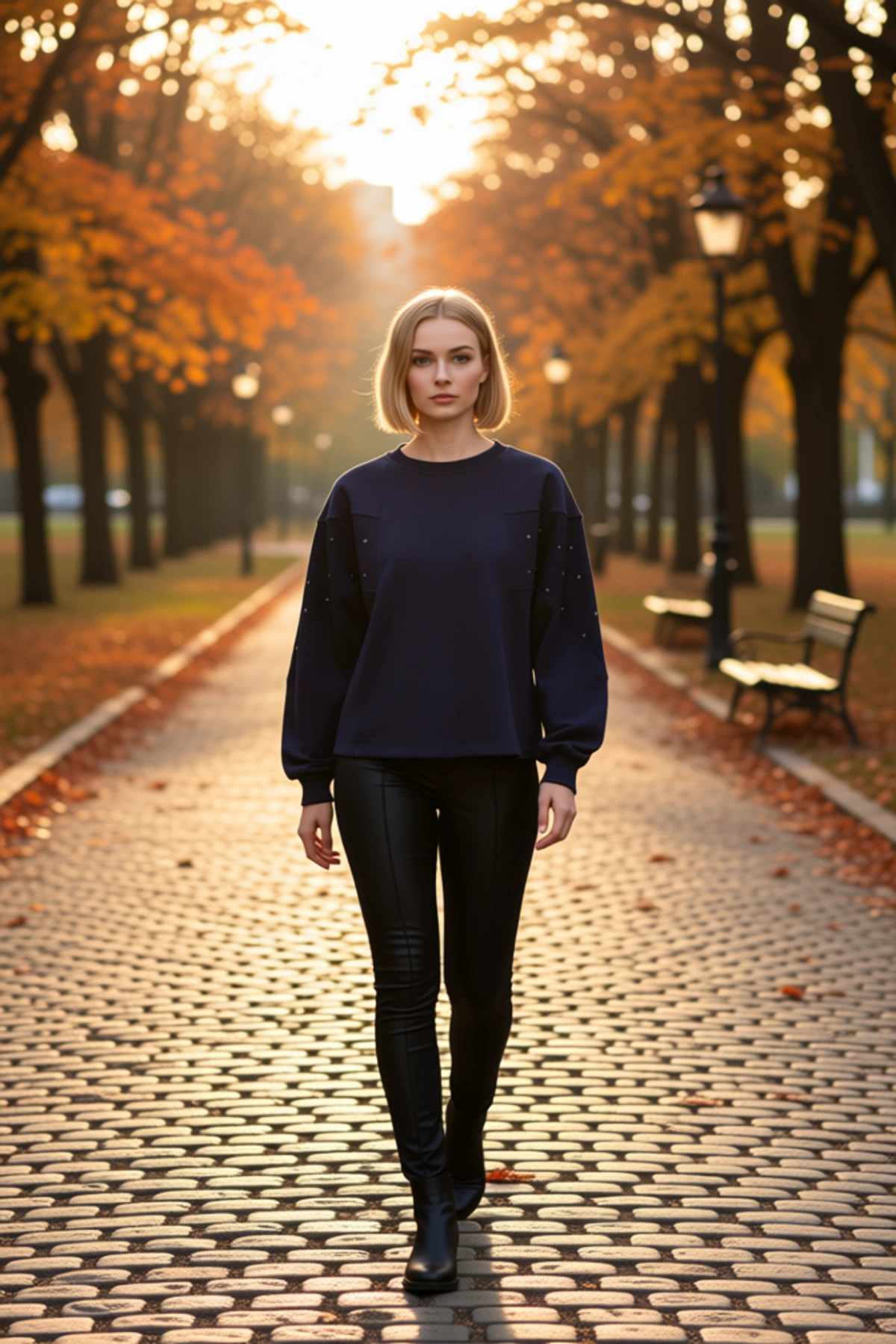 Kadın Bisiklet Yaka Düşük Kol Oversize %100 Pamuk Sweatshirt Fonksiyonel Dayanıklı Estetik