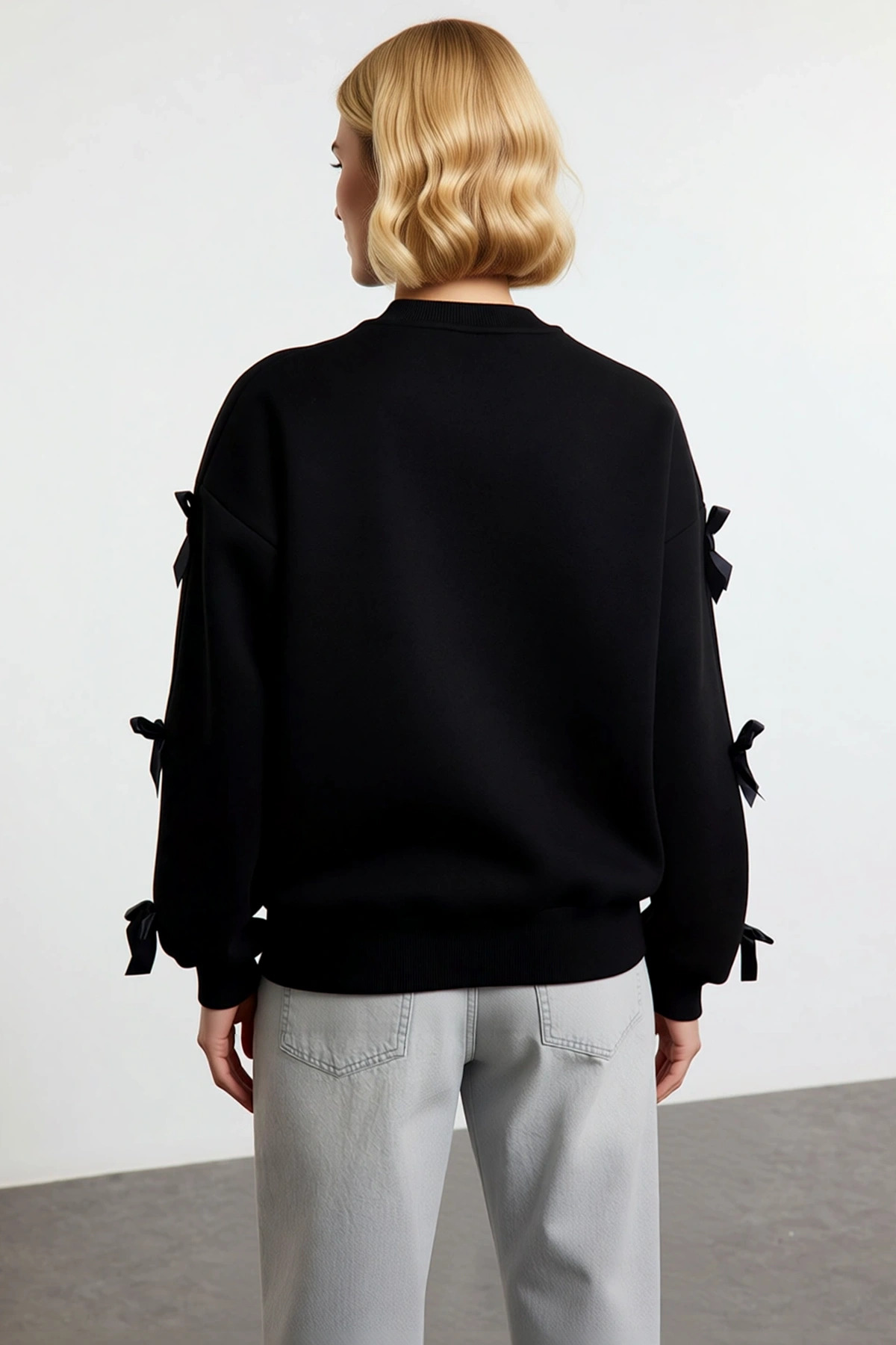 Kadın Bisiklet Yaka Düşük Kol Oversize Kalın Örme Sweatshirt Fonksiyonel Dayanıklı Estetik