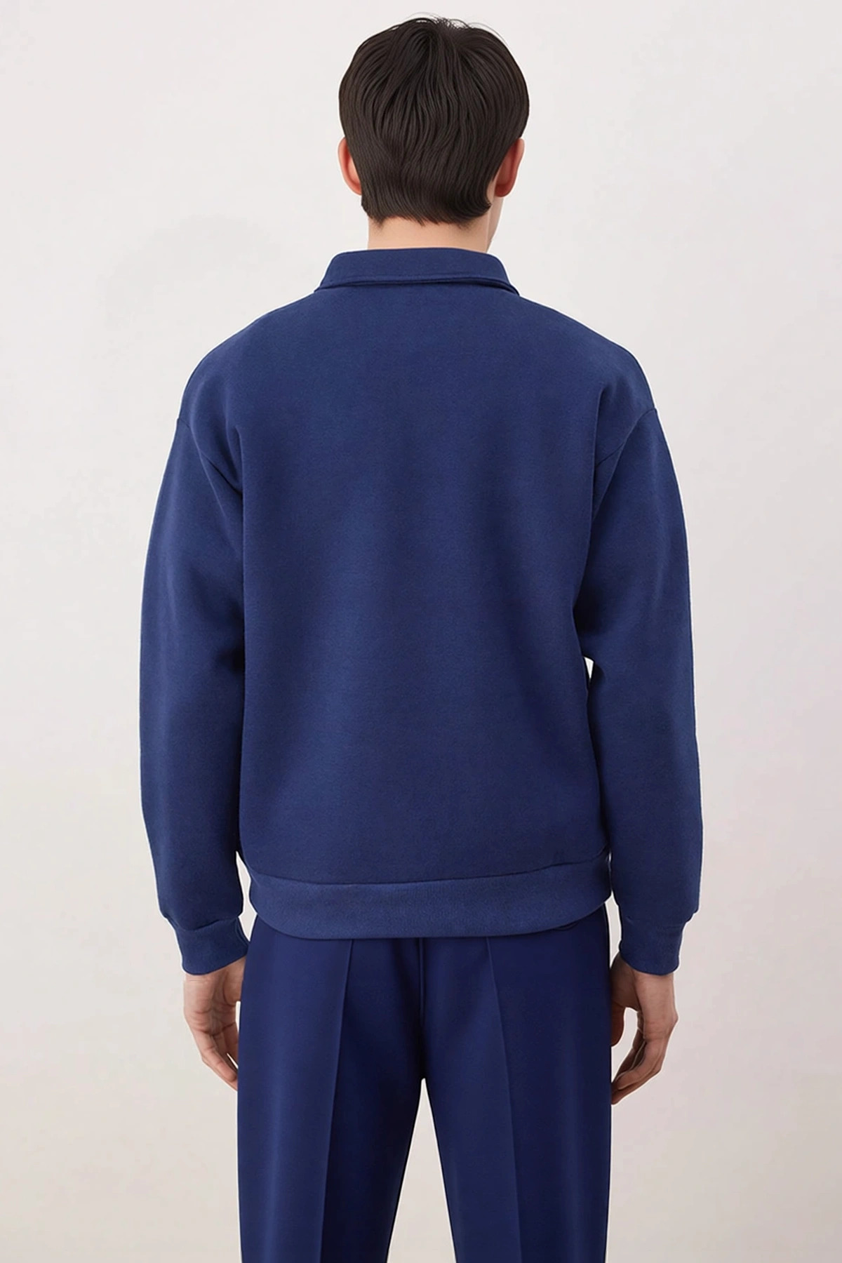 Erkek Polo Yaka Standart Kol Oversize Kalıp Sweatshirt Fonksiyonel Dayanıklı Kaliteli Spor