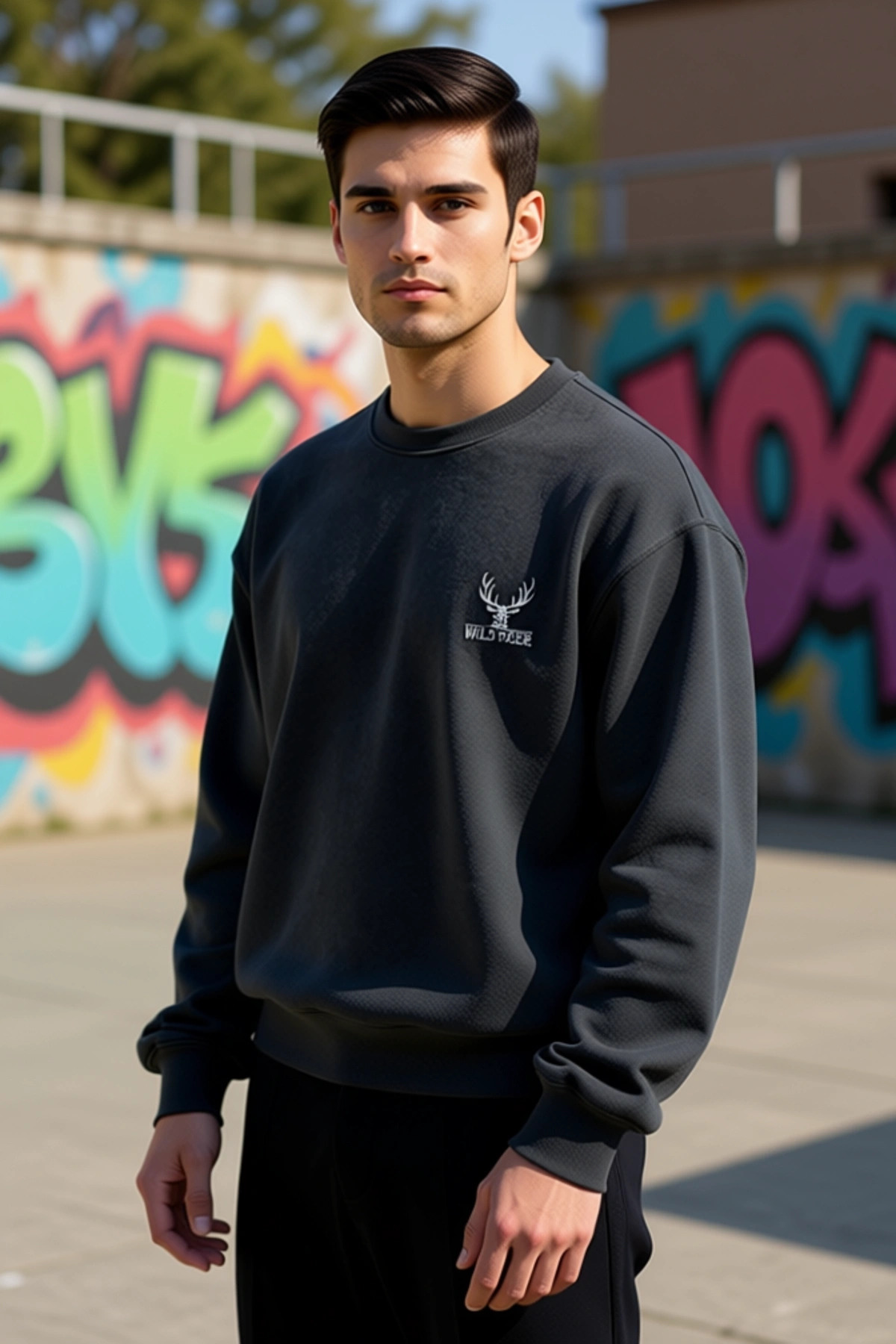 Erkek Bisiklet Yaka Düşük Kol Uzun Kol Sweatshirt Fonksiyonel Dayanıklı Kaliteli Konforlu Şık