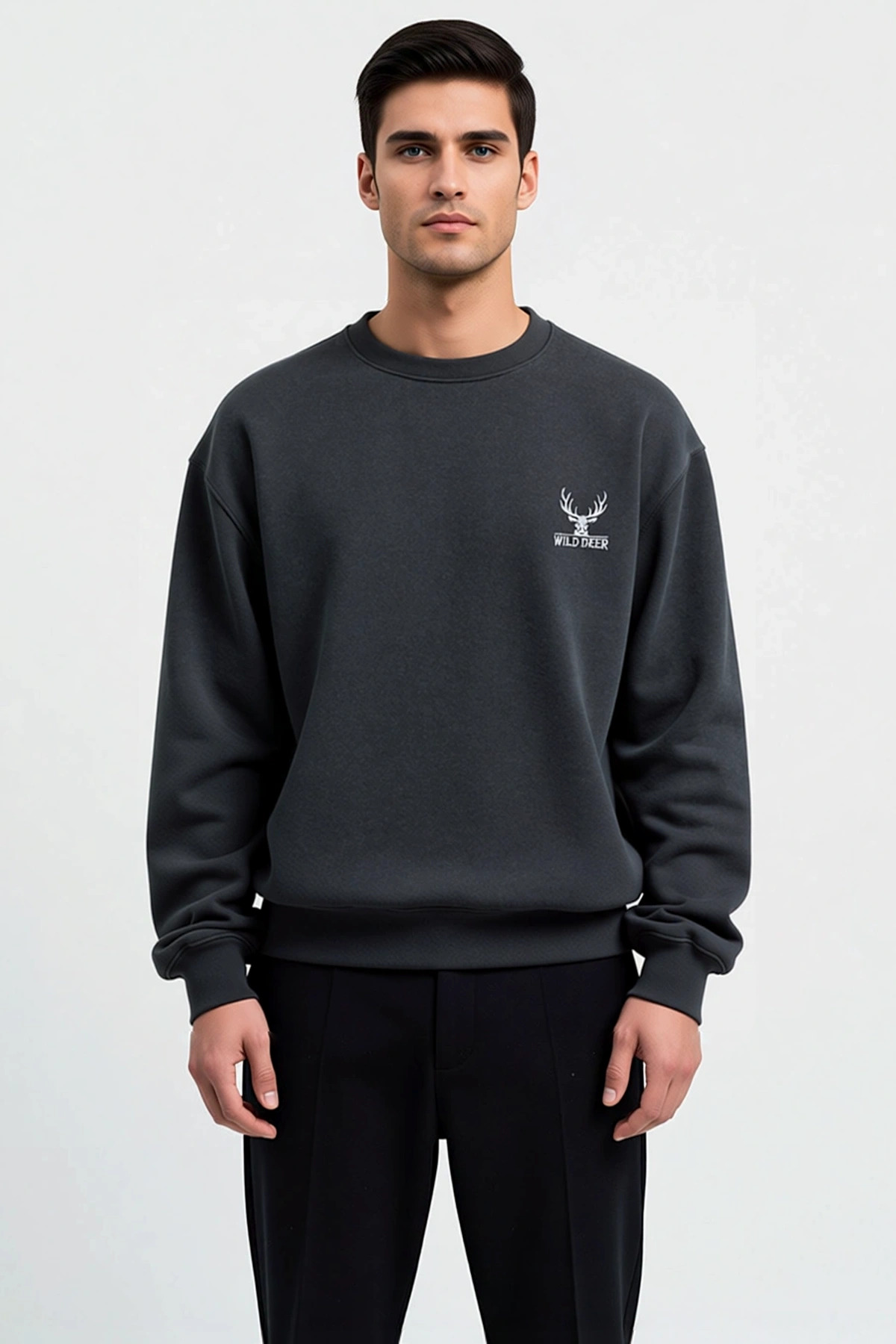 Erkek Bisiklet Yaka Düşük Kol Uzun Kol Sweatshirt Fonksiyonel Dayanıklı Kaliteli Konforlu Şık