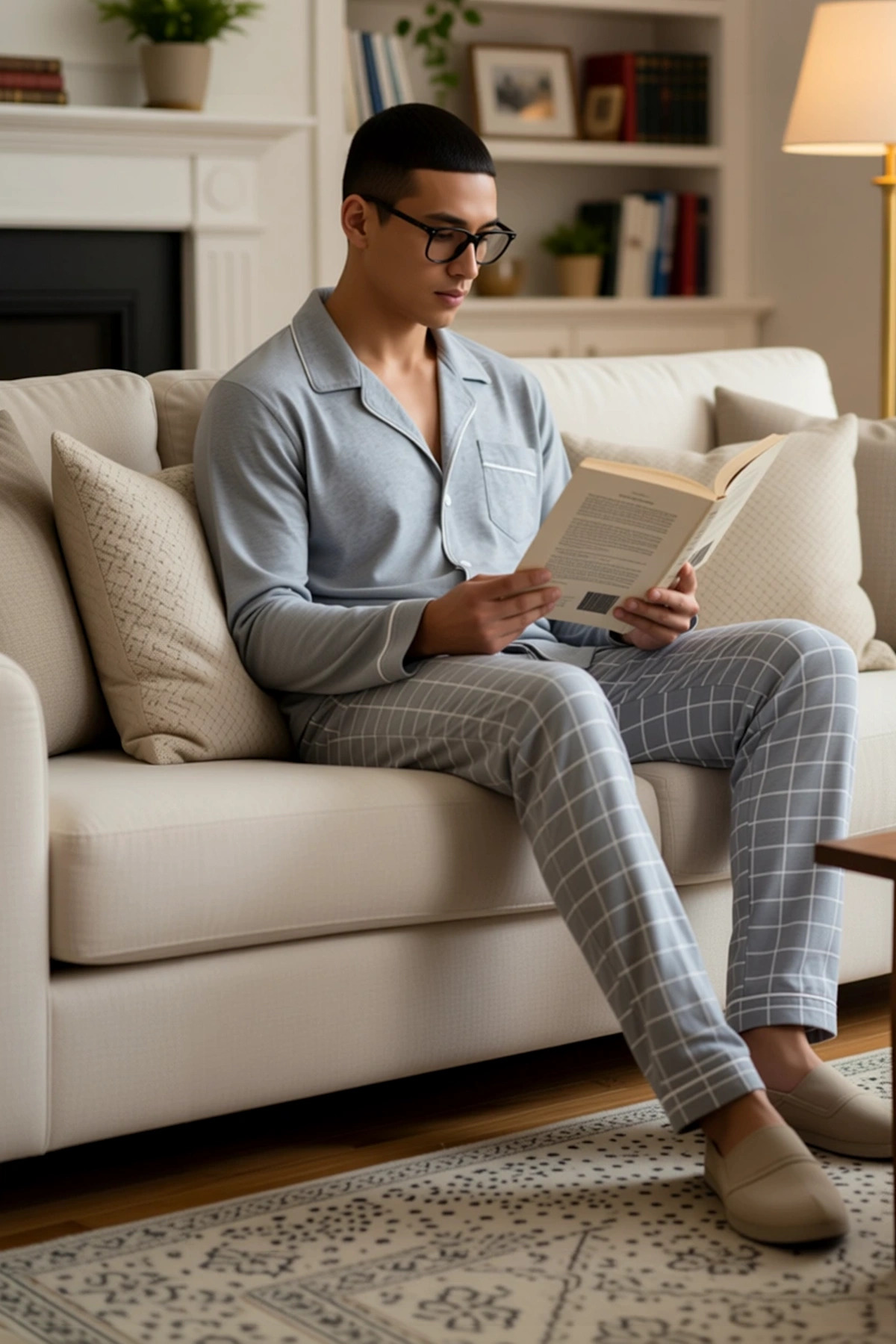 Erkek Gömlek Yaka Standart Kol Regular Fit Ekose Desenli Pijama Takımı Kaliteli %100 Pamuk