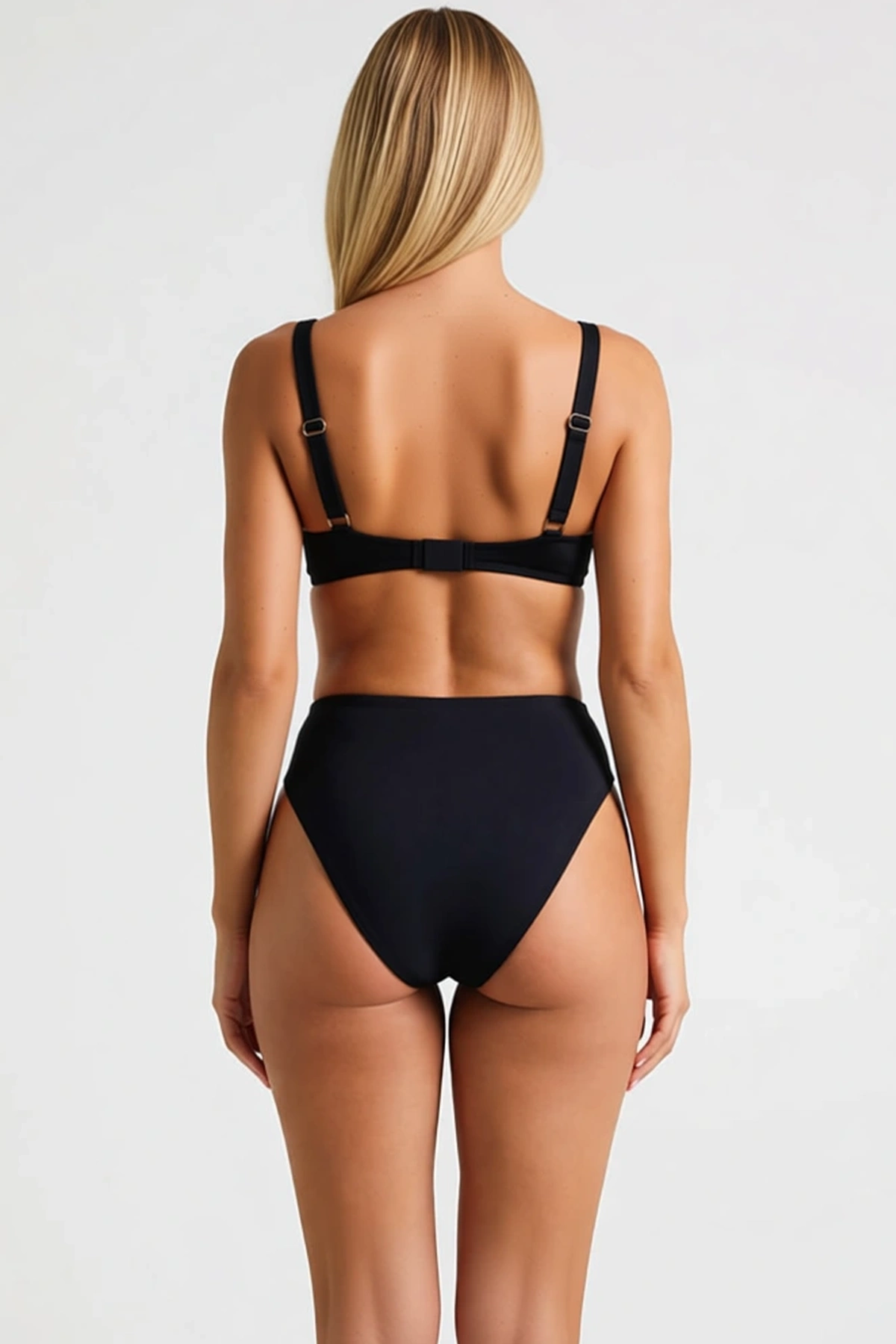 Kadın Bikini Takımı Straplez Kapsız Örme Düz Desen Döküm Aksesuar Süper Yüksek Bel Slip Alt