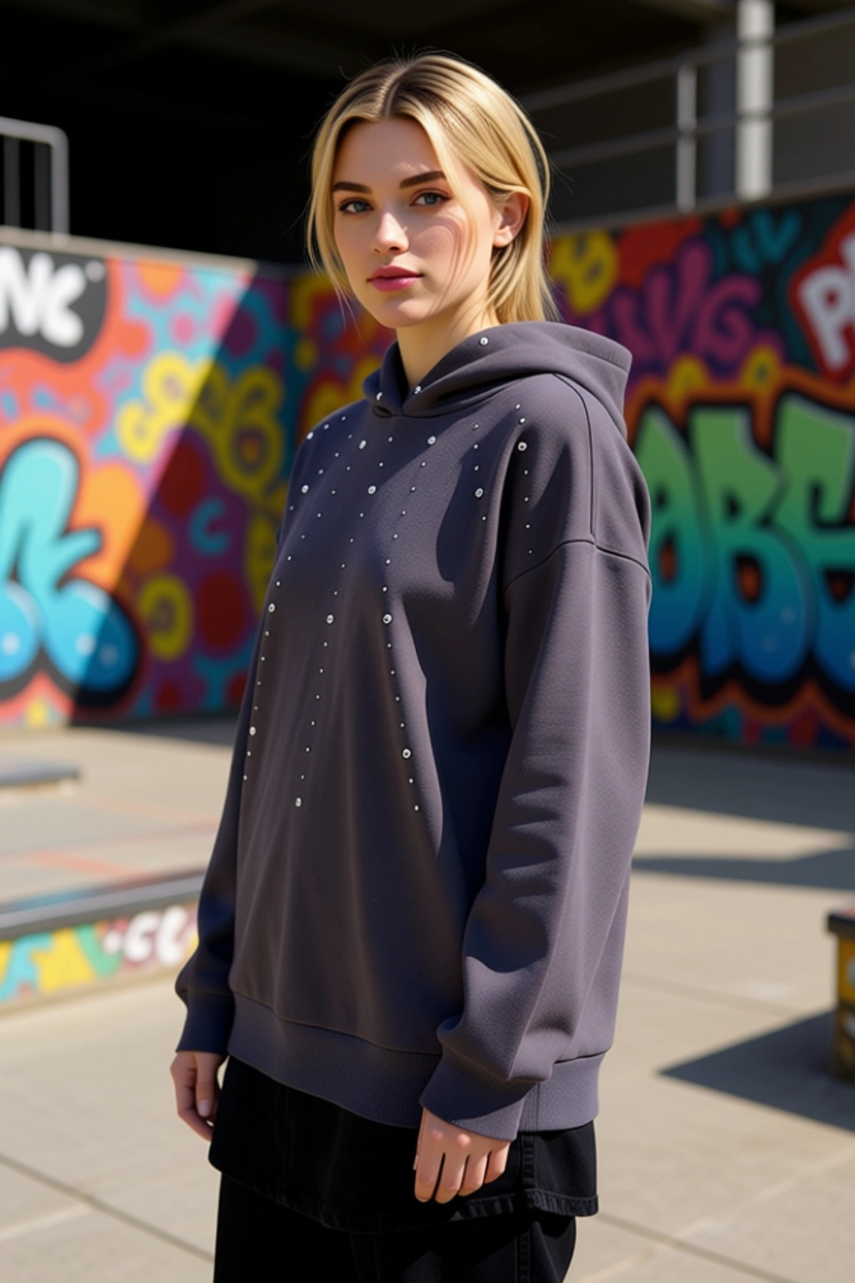 Kadın Kapüşonlu Düşük Kol Oversize Kalıp Sweatshirt Fonksiyonel Dayanıklı Kaliteli Estetik