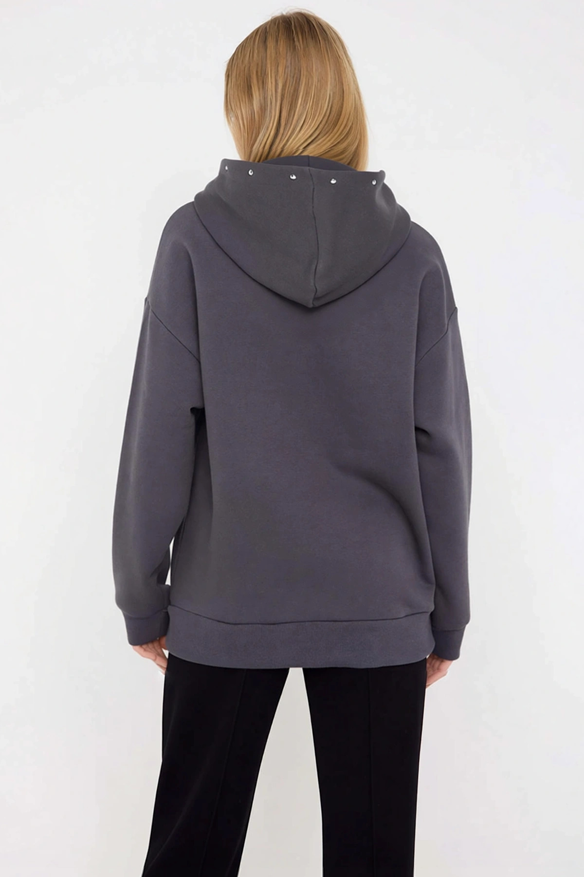 Kadın Kapüşonlu Düşük Kol Oversize Kalıp Sweatshirt Fonksiyonel Dayanıklı Kaliteli Estetik