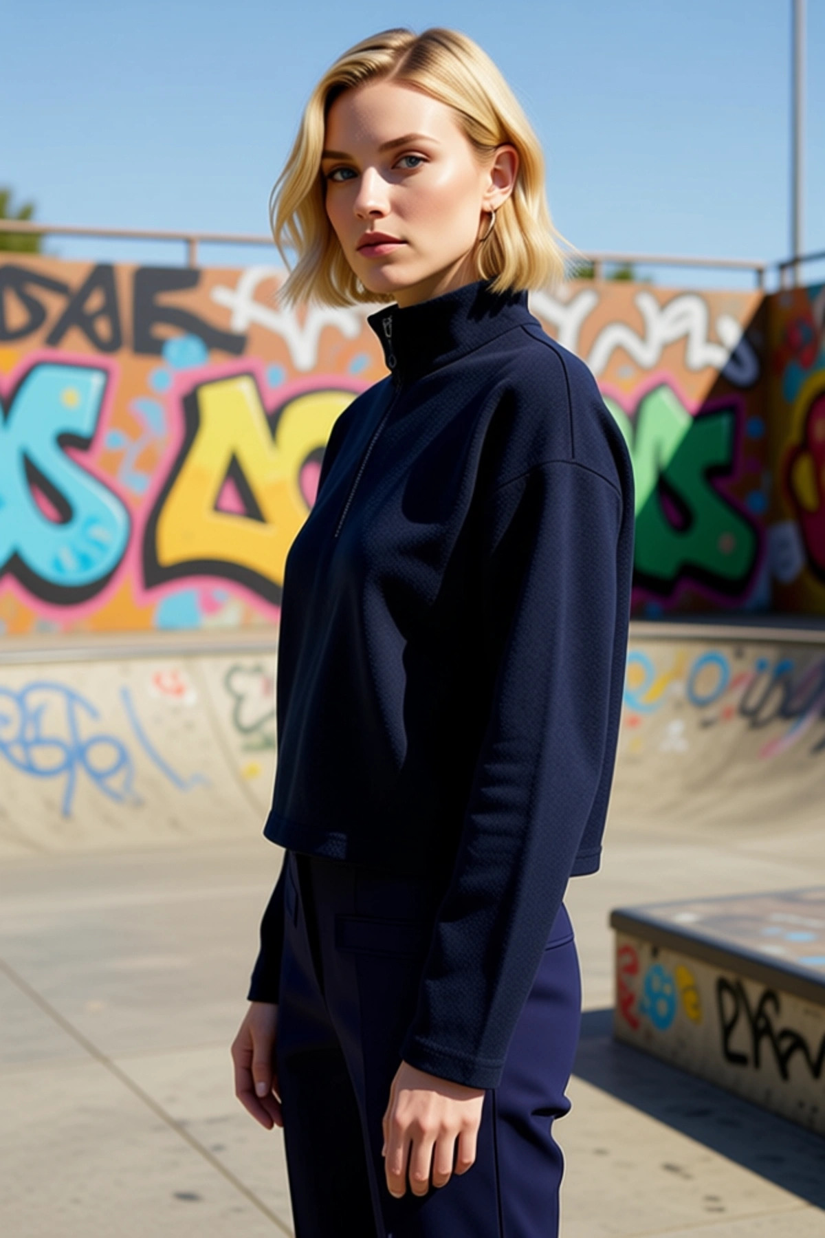 Kadın Fermuarlı Yaka Düşük Kol Selanik Örme Sweatshirt Fonksiyonel Dayanıklı Kaliteli Spor