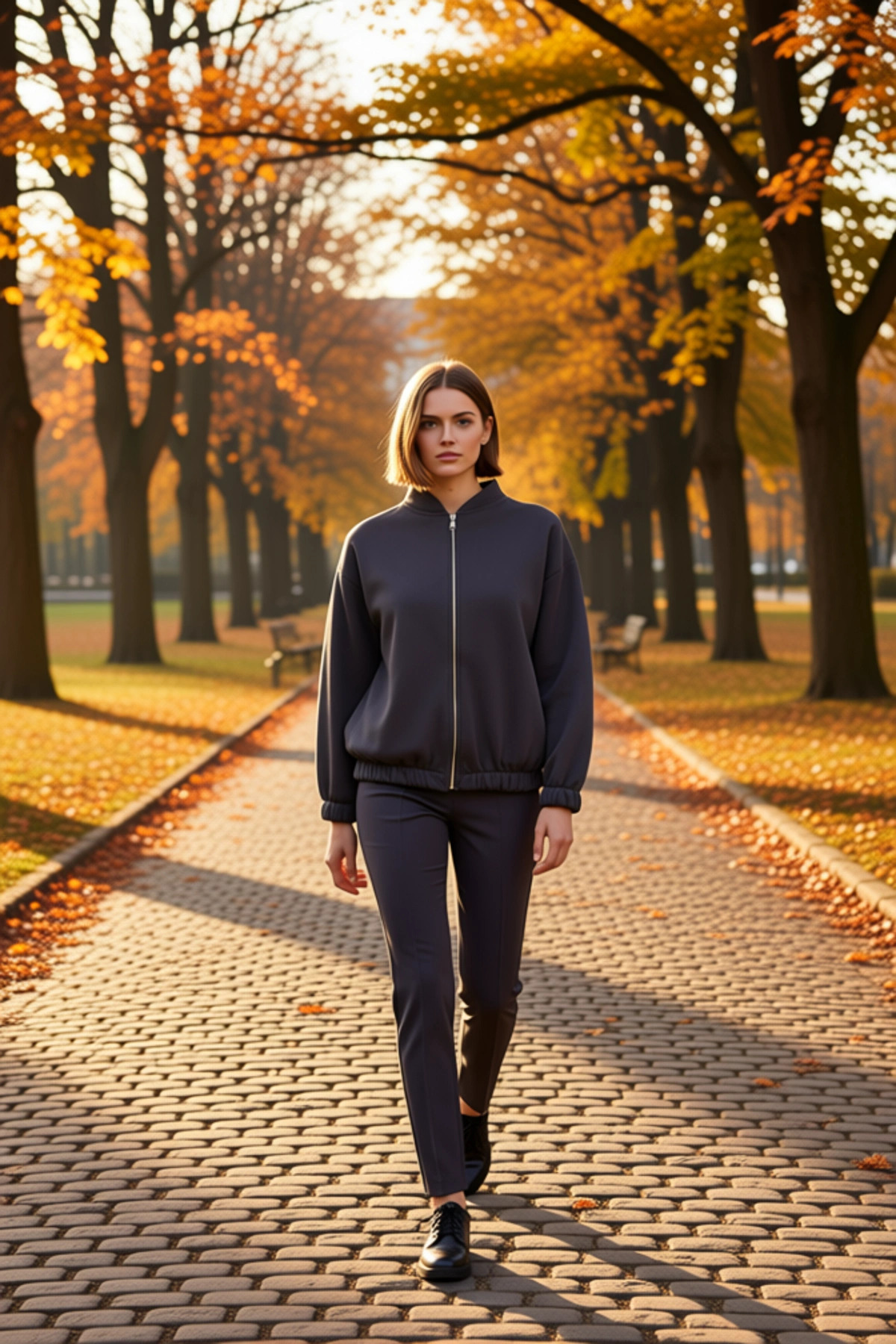 Kadın Bisiklet Yaka Düşük Kol Fermuarlı Oversize Kalın Örme Sweatshirt Fonksiyonel Estetik