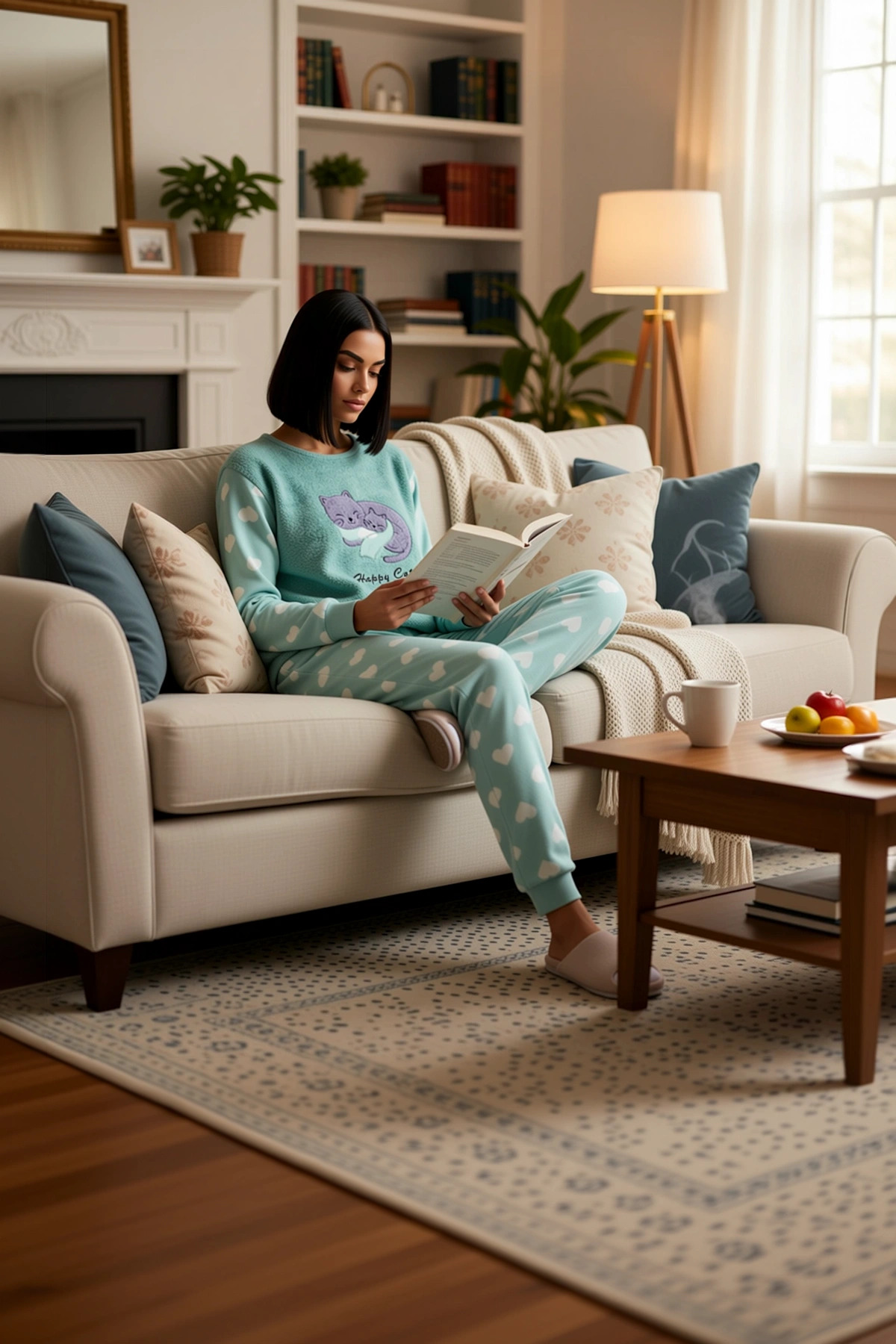 Kadın Bisiklet Yaka Standart Kol Uzun Kol Regular Kalıp Polar Pijama Takımı Fonksiyonel Şık