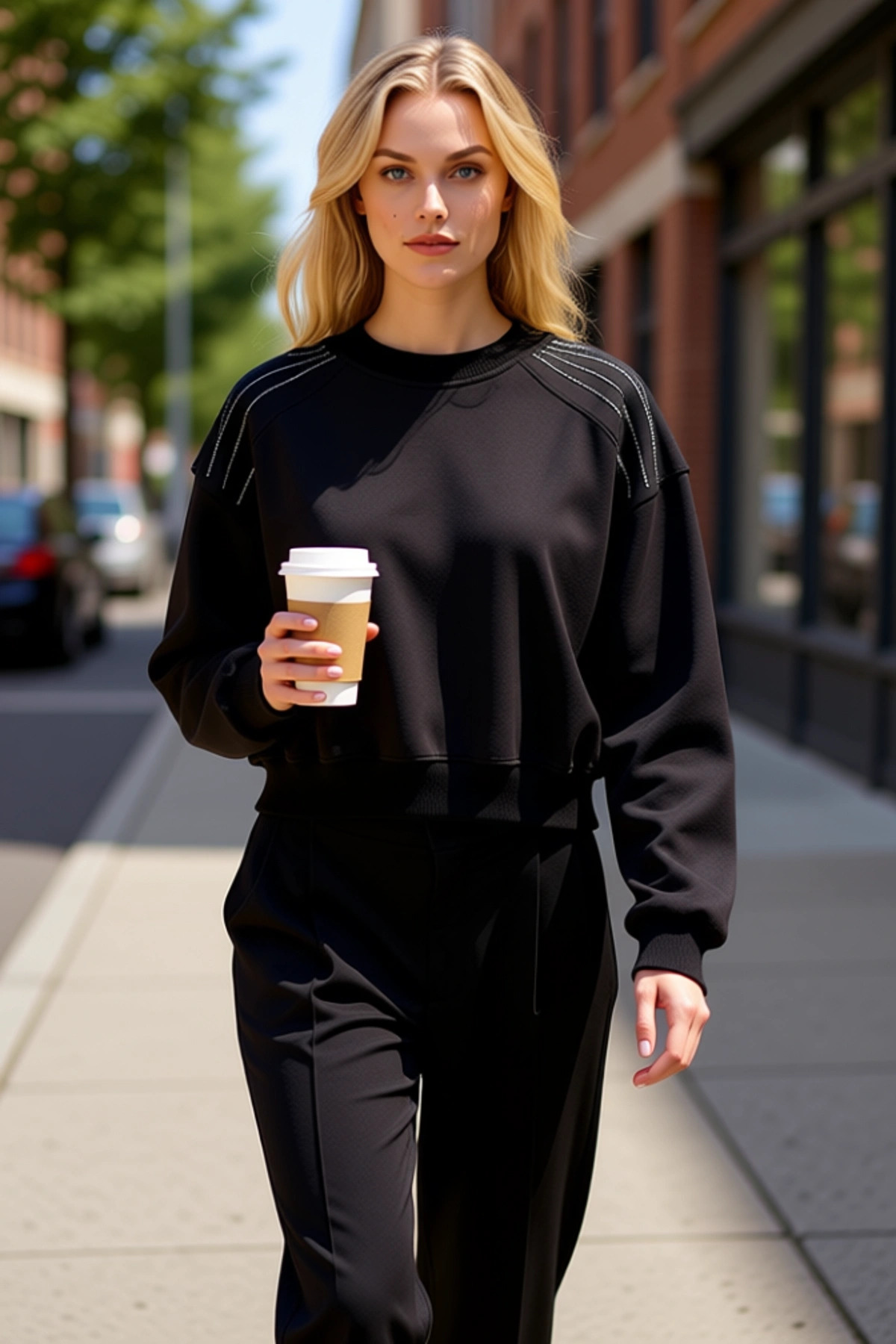 Alternative view of Kadın Bisiklet Yaka Reglan Kol Örme Sweatshirt Fonksiyonel Dayanıklı Kaliteli Konforlu Şık