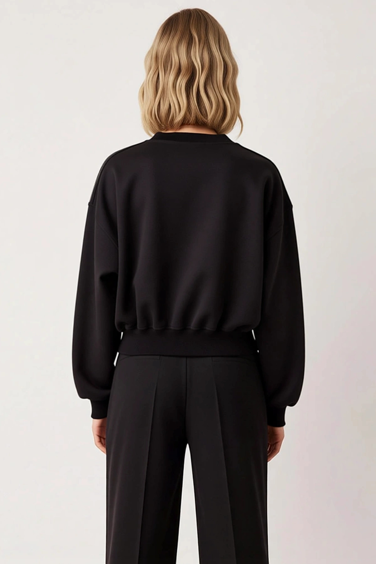 Kadın Bisiklet Yaka Reglan Kol Örme Sweatshirt Fonksiyonel Dayanıklı Kaliteli Konforlu Şık