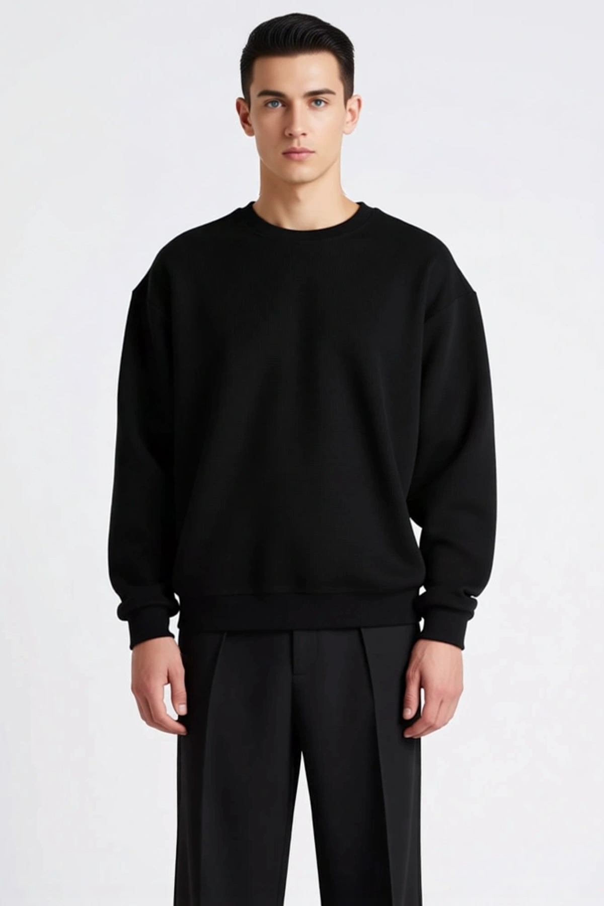 Erkek Bisiklet Yaka Standart Kol Waffle Kalıp Sweatshirt Fonksiyonel Dayanıklı Kaliteli Şık