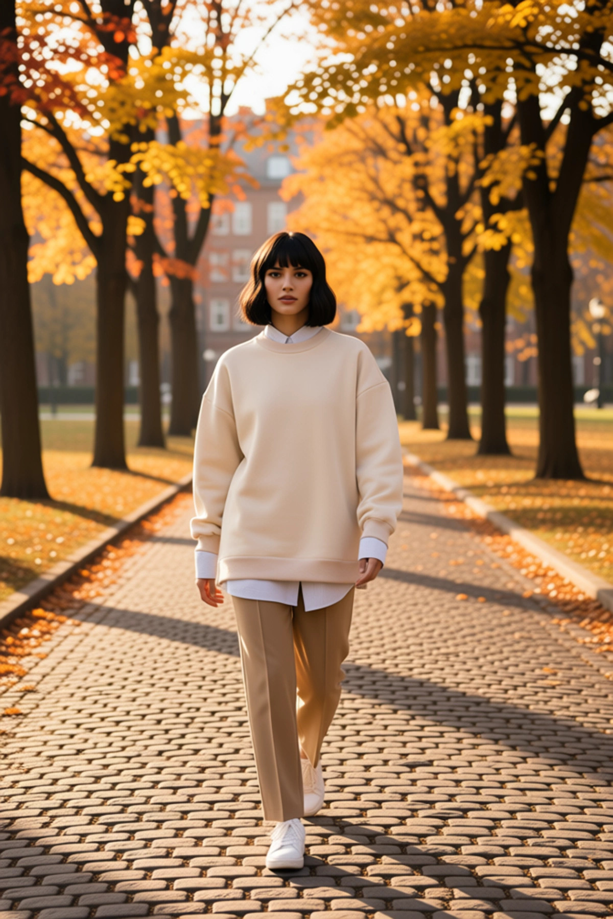 Kadın Bisiklet Yaka Düşük Kol Oversize Kalın Örme Sweatshirt Fonksiyonel Dayanıklı Estetik