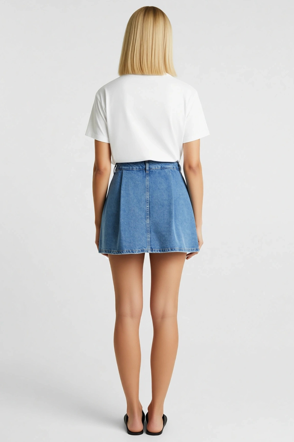 Kadın Mini Şort Denim Normal Bel Düz Desen Rigid Dokuma Ekstra Kısa Süper Boy Şık