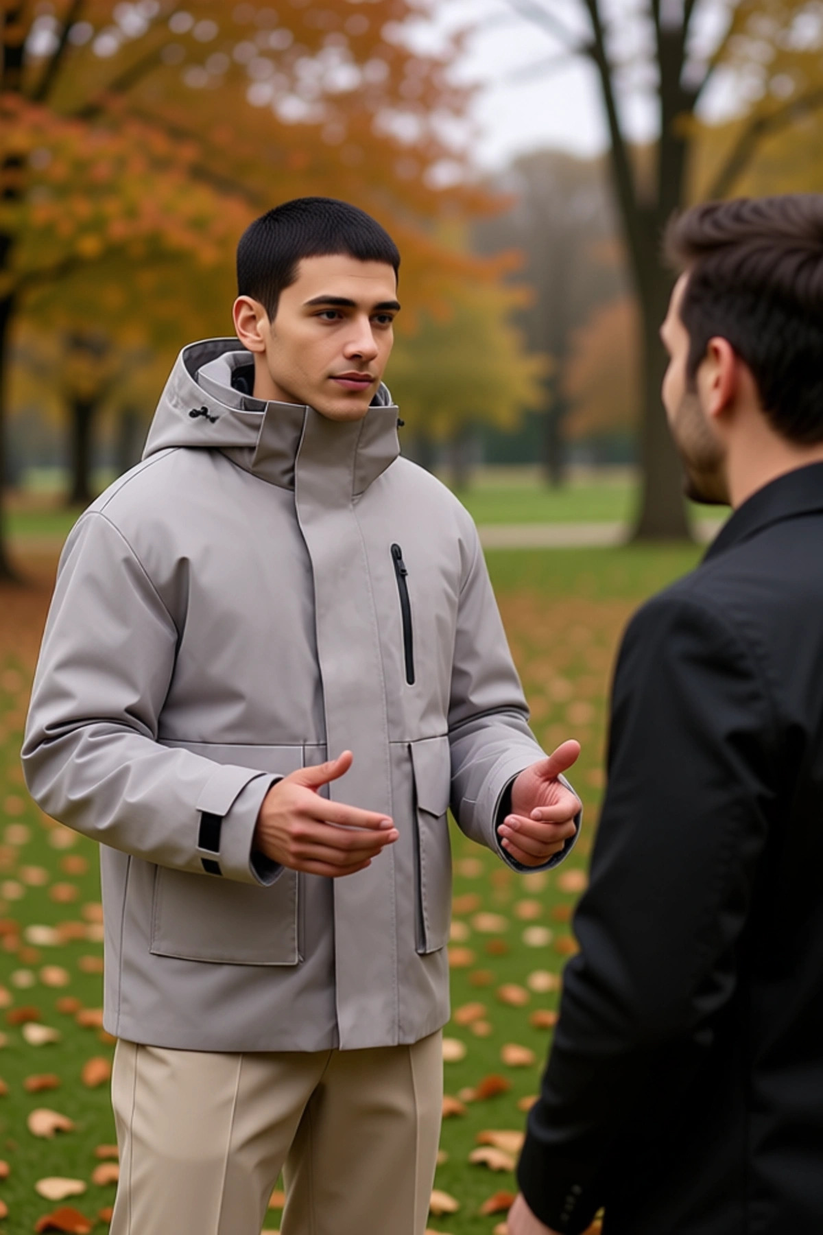 Erkek Kapüşonlu Standart Kol Fitted Kumaş Parka Fonksiyonel Dayanıklı Kaliteli Konforlu Şık