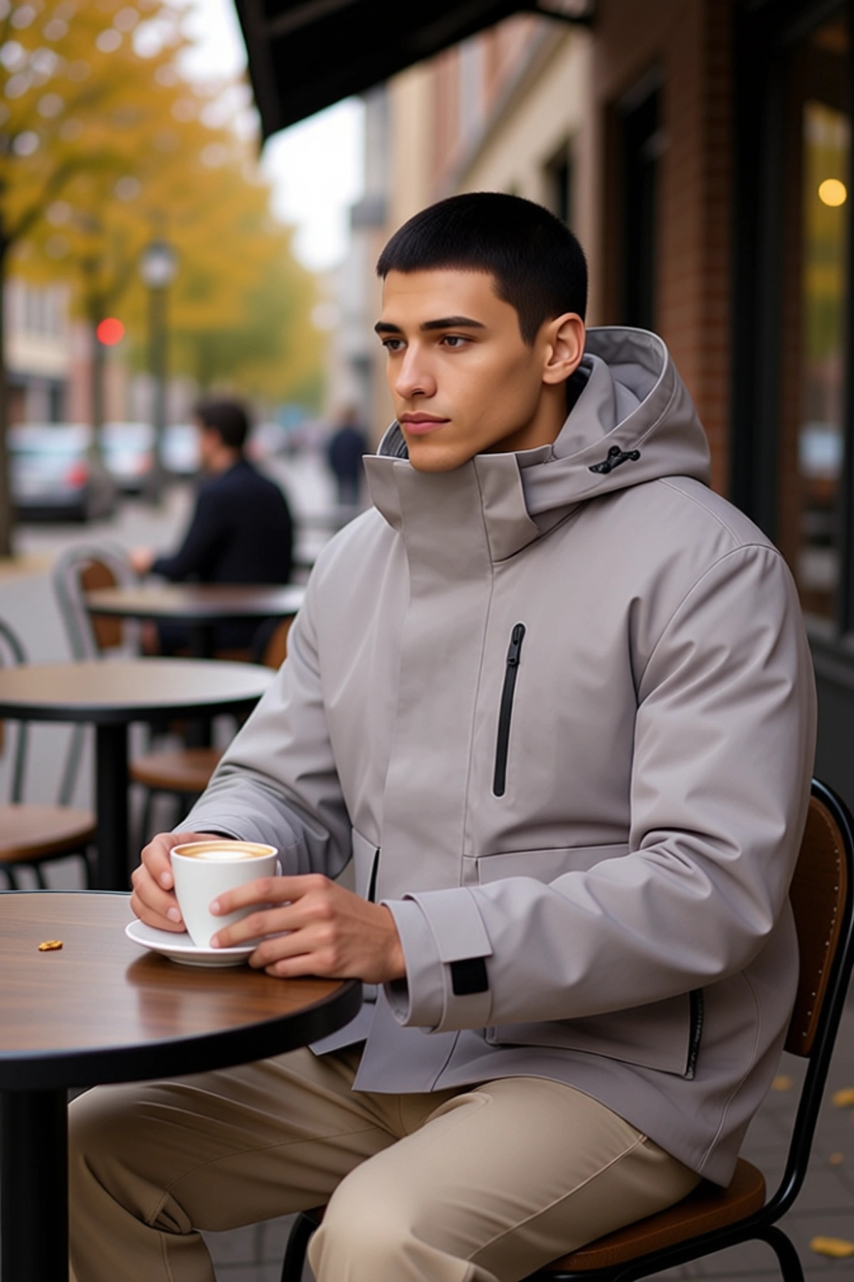 Erkek Kapüşonlu Standart Kol Fitted Kumaş Parka Fonksiyonel Dayanıklı Kaliteli Konforlu Şık
