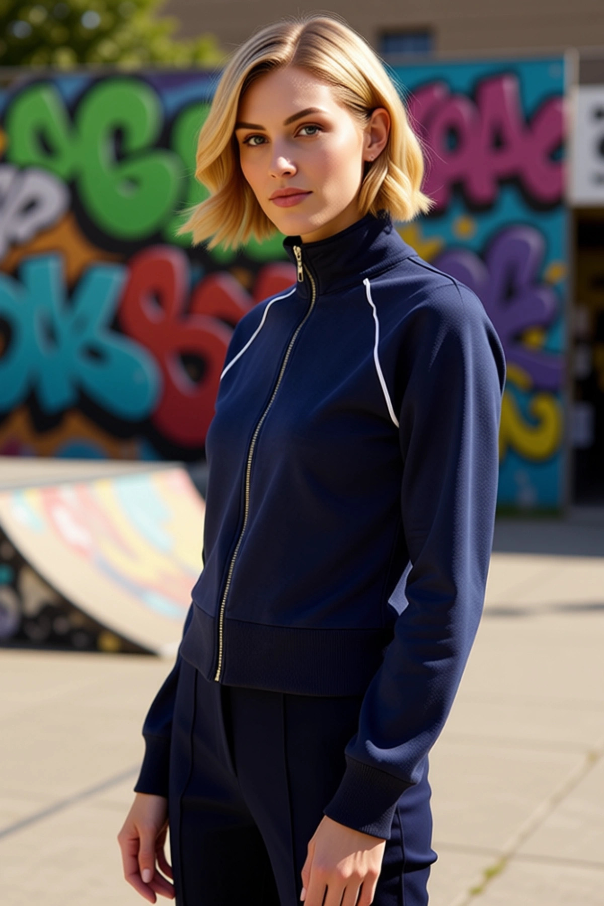 Kadın Dik Yaka Reglan Kol Fitted Fermuarlı Örme Sweatshirt Fonksiyonel Dayanıklı Kaliteli Şık