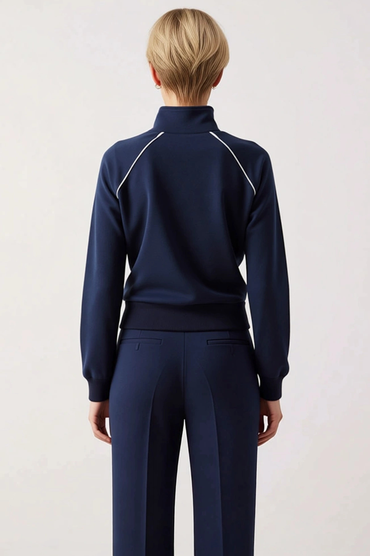 Kadın Dik Yaka Reglan Kol Fitted Fermuarlı Örme Sweatshirt Fonksiyonel Dayanıklı Kaliteli Şık