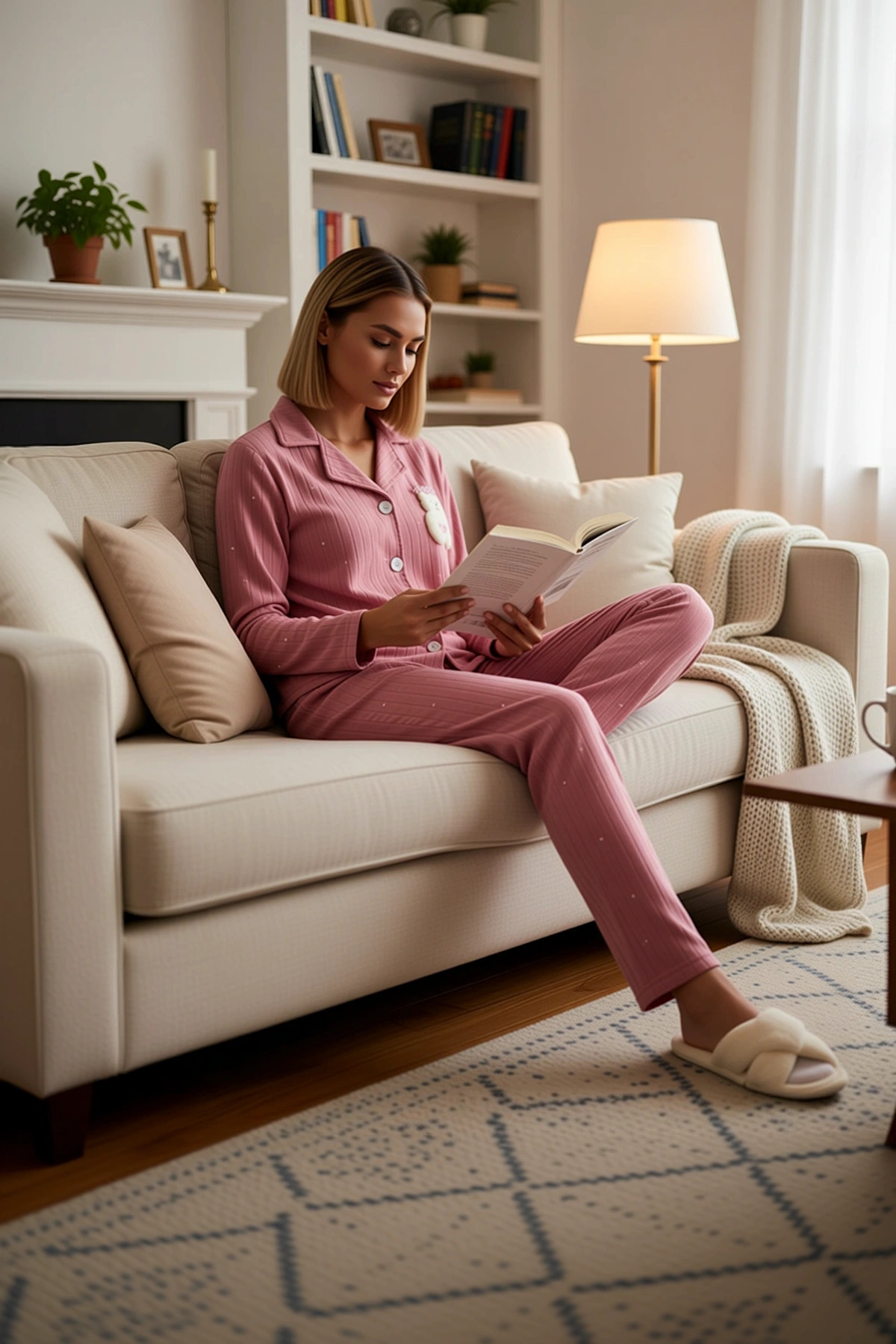 Kadın Gömlek Yaka Standart Kol Regular Kalıp Polar Pijama Takımı Fonksiyonel Dayanıklı Şık