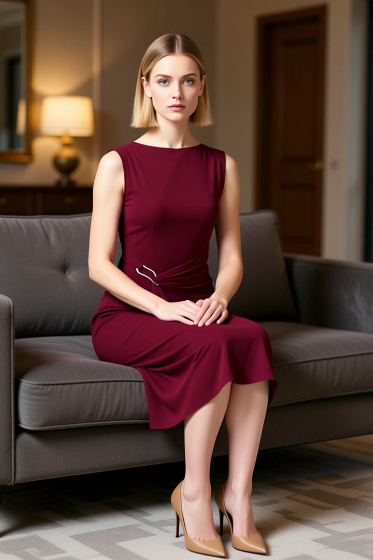 Kadın Bisiklet Yaka Kolsuz Bodycon Midi Elbise Büyük Beden Sandy Kumaş Fonksiyonel Estetik