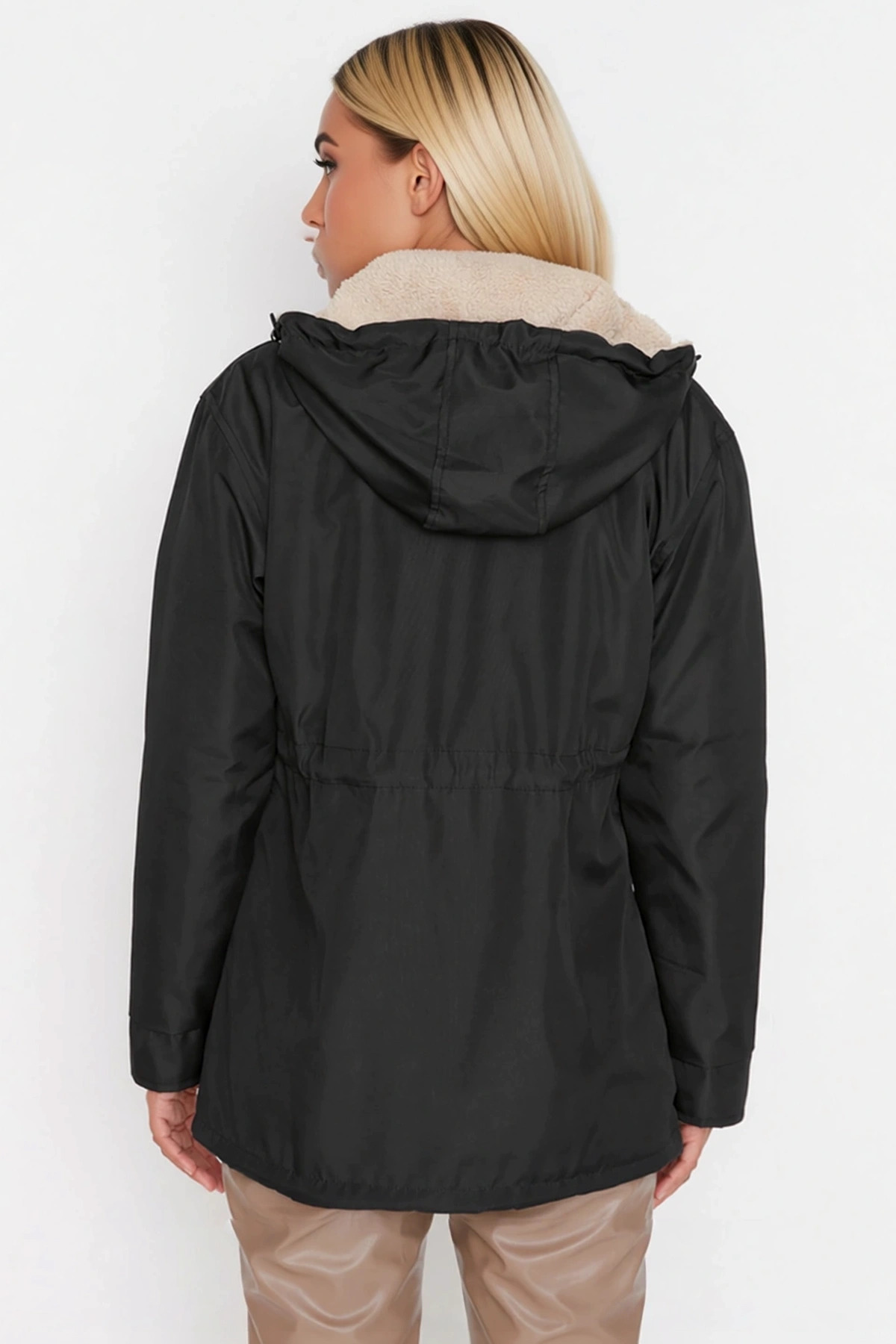 Kadın Kapüşonlu Düz Midi Parka Uzun Kol Düşük Kol Kalın Kumaş Fonksiyonel Dayanıklı Modern