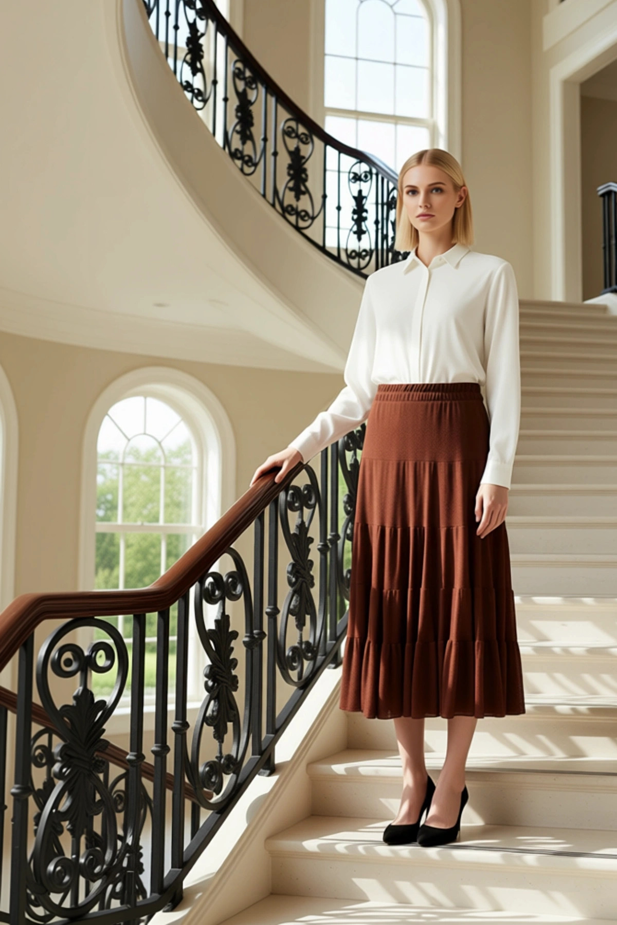 Kadın Maxi Etek Normal Bel Lastikli Bel %100 Polyester Fonksiyonel Dayanıklı Kaliteli Spor
