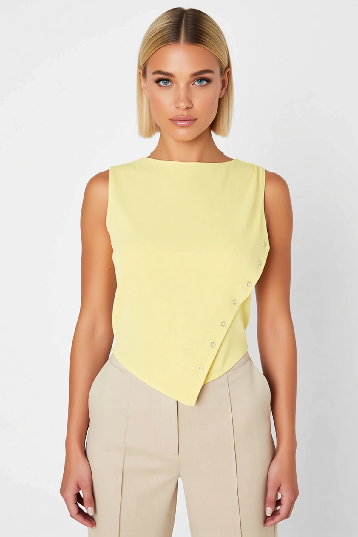 Kadın Bluz Crop Kayık Yaka Kolsuz Fitted Kalıp Vücuda Oturan Örme Düz Desen Penye Süprem
