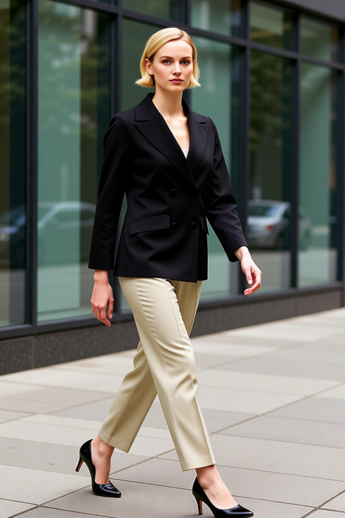 Alternative view of Kadın Ceket Yaka Standart Kol Regular Kalıp Düz Desen Dokuma Fonksiyonel Dayanıklı Estetik