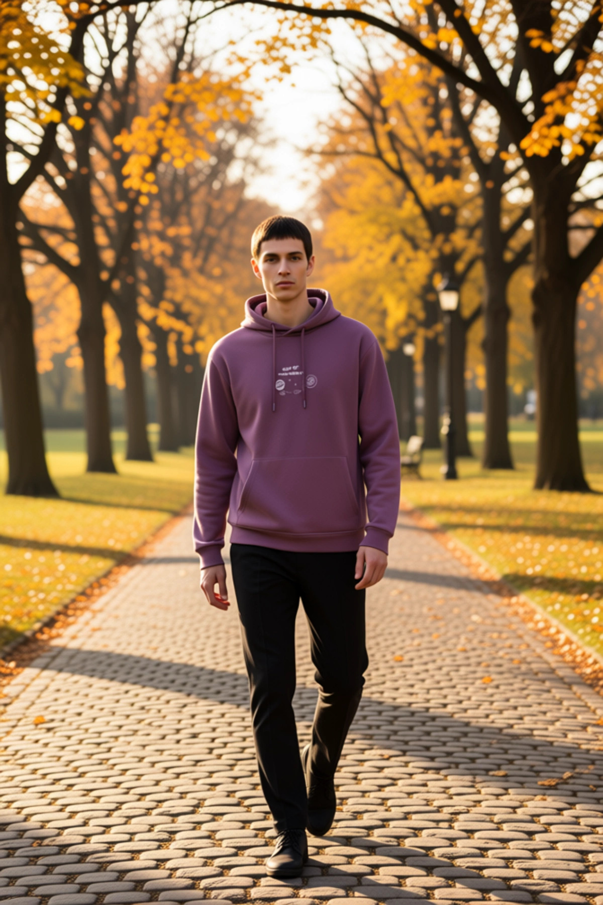 Erkek Kapüşonlu Standart Kol Regular Kalıp Uzay Nakışlı Sweatshirt Fonksiyonel Dayanıklı Şık