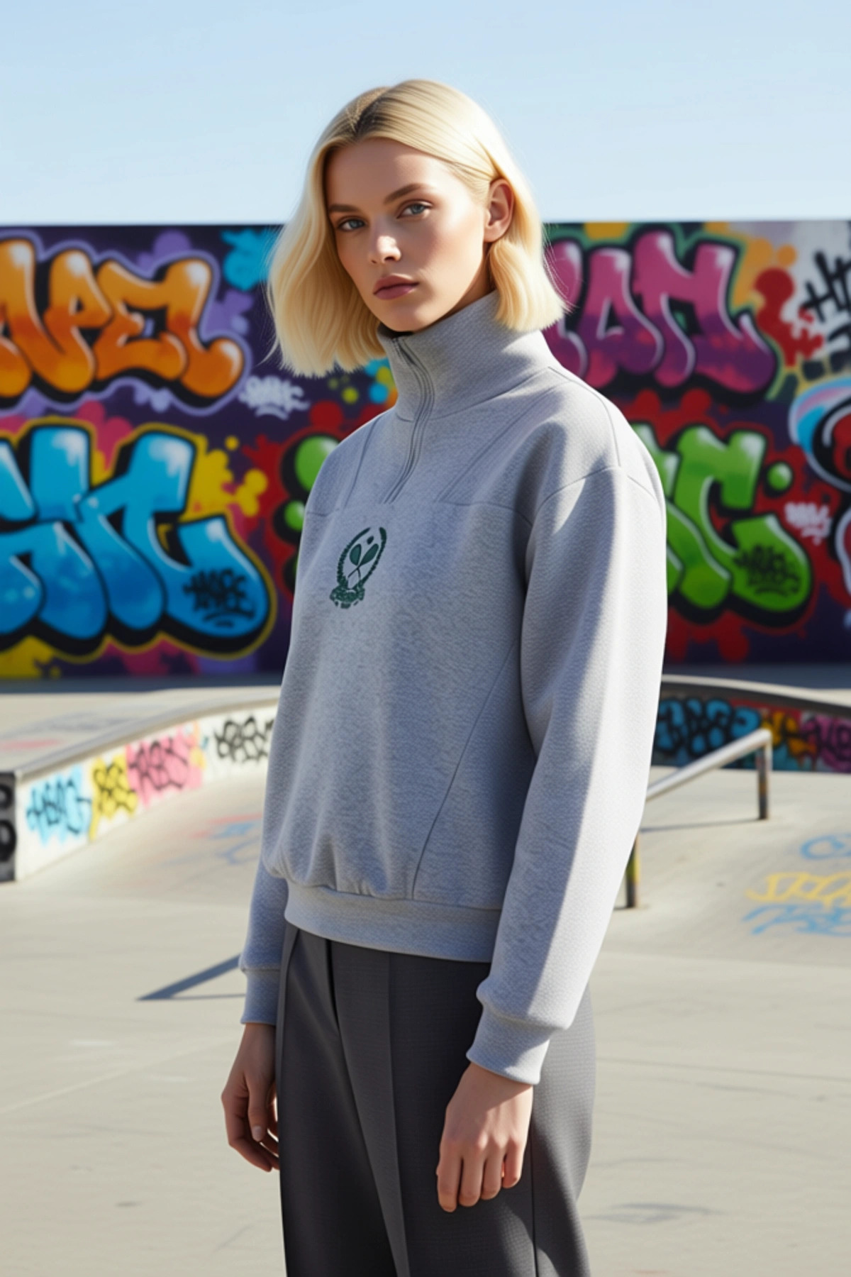 Kadın Dik Yaka Düşük Kol Fermuarlı Örme Sweatshirt Fonksiyonel Dayanıklı Kaliteli Konforlu