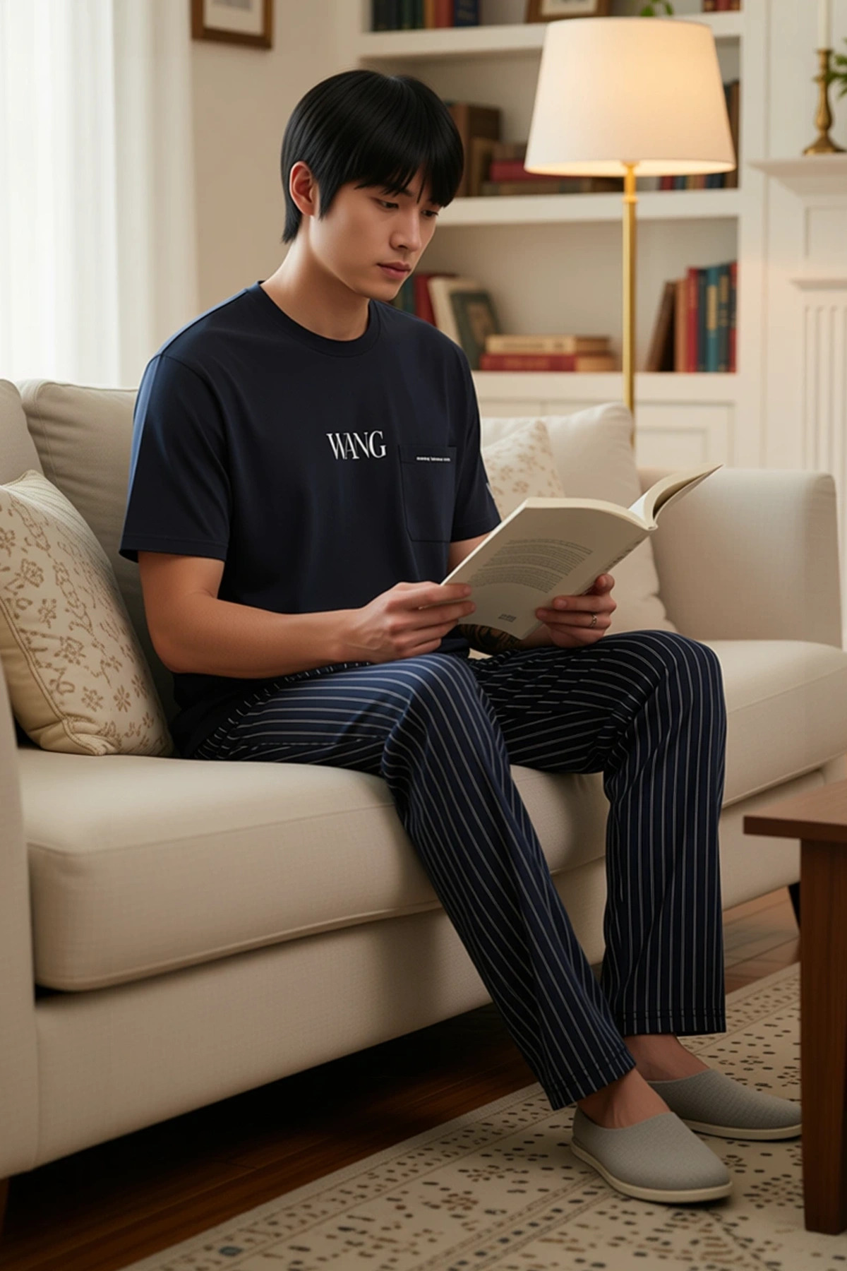 Erkek Bisiklet Yaka Standart Kol Çizgili Pijama Takımı Regular Kalıp Fonksiyonel Dayanıklı